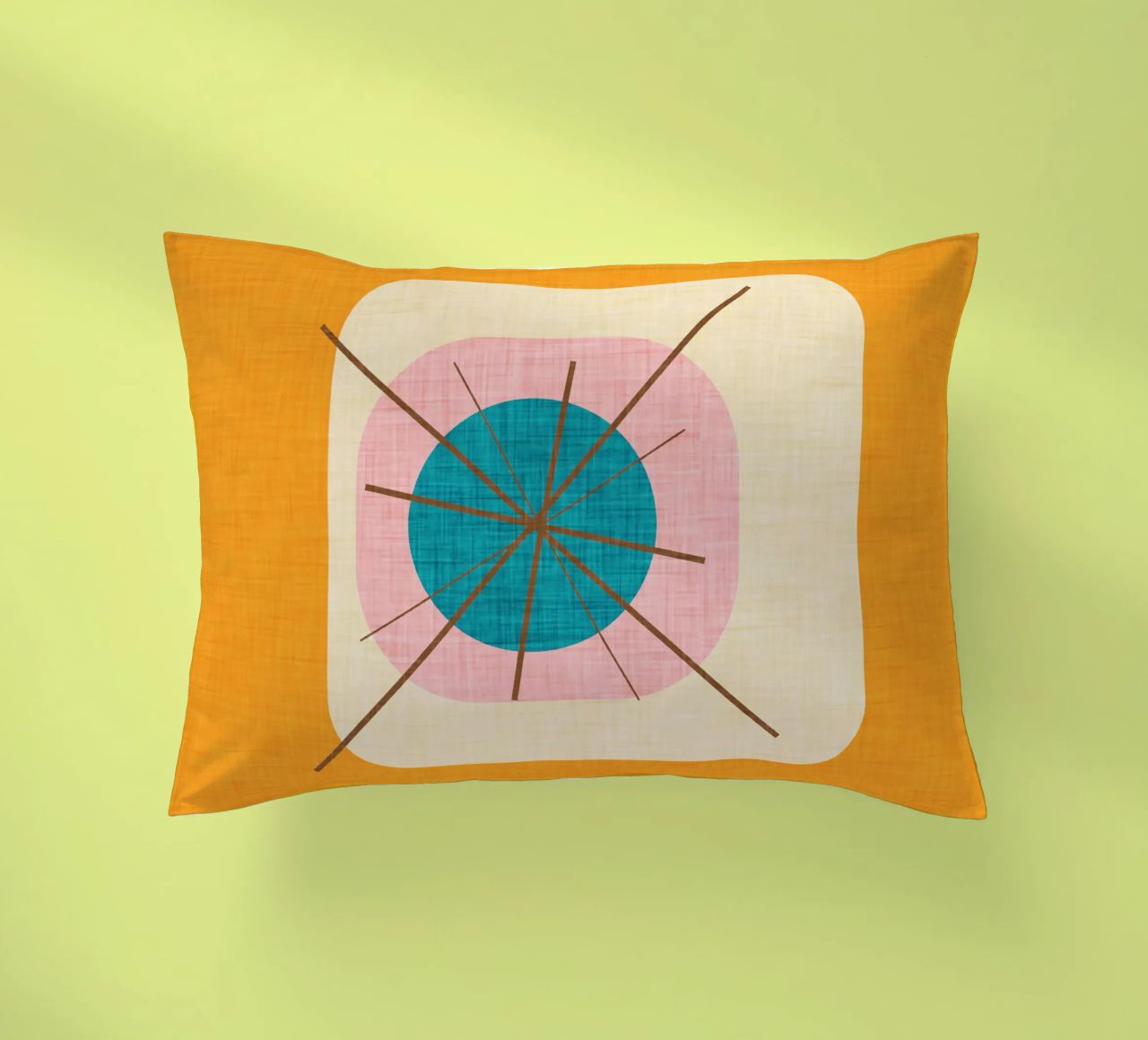 Flower Egg Mustard - Mid Century Modern decorative cushion by susanacosta