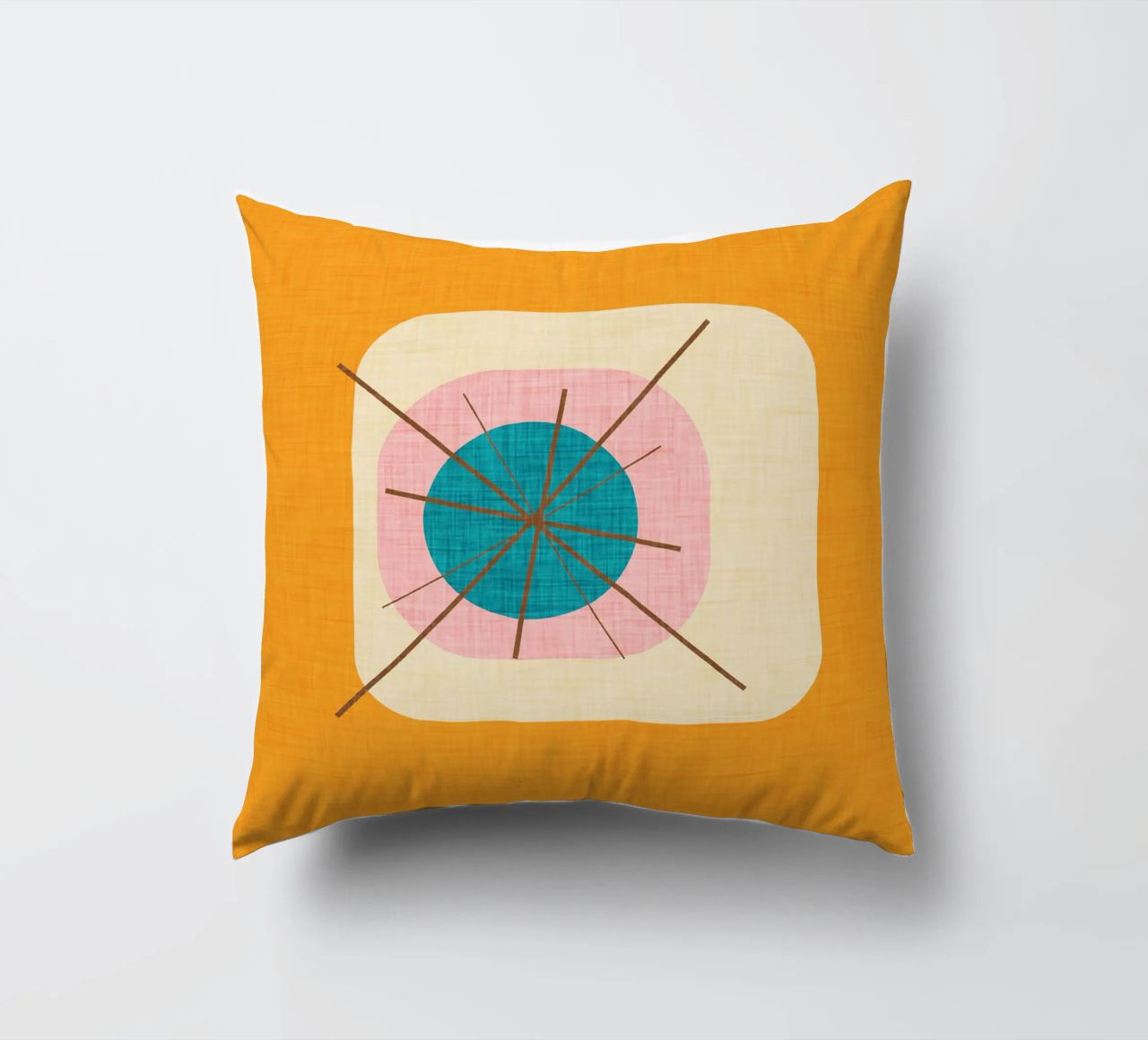 Flower Egg Mustard - Mid Century Modern decorative cushion by susanacosta