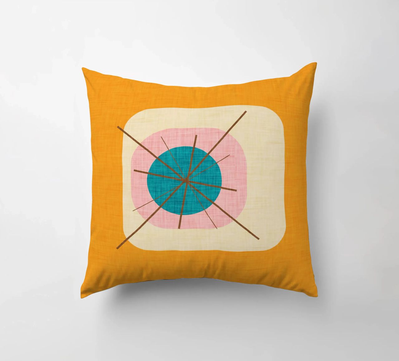 Flower Egg Mustard - Mid Century Modern decorative cushion by susanacosta