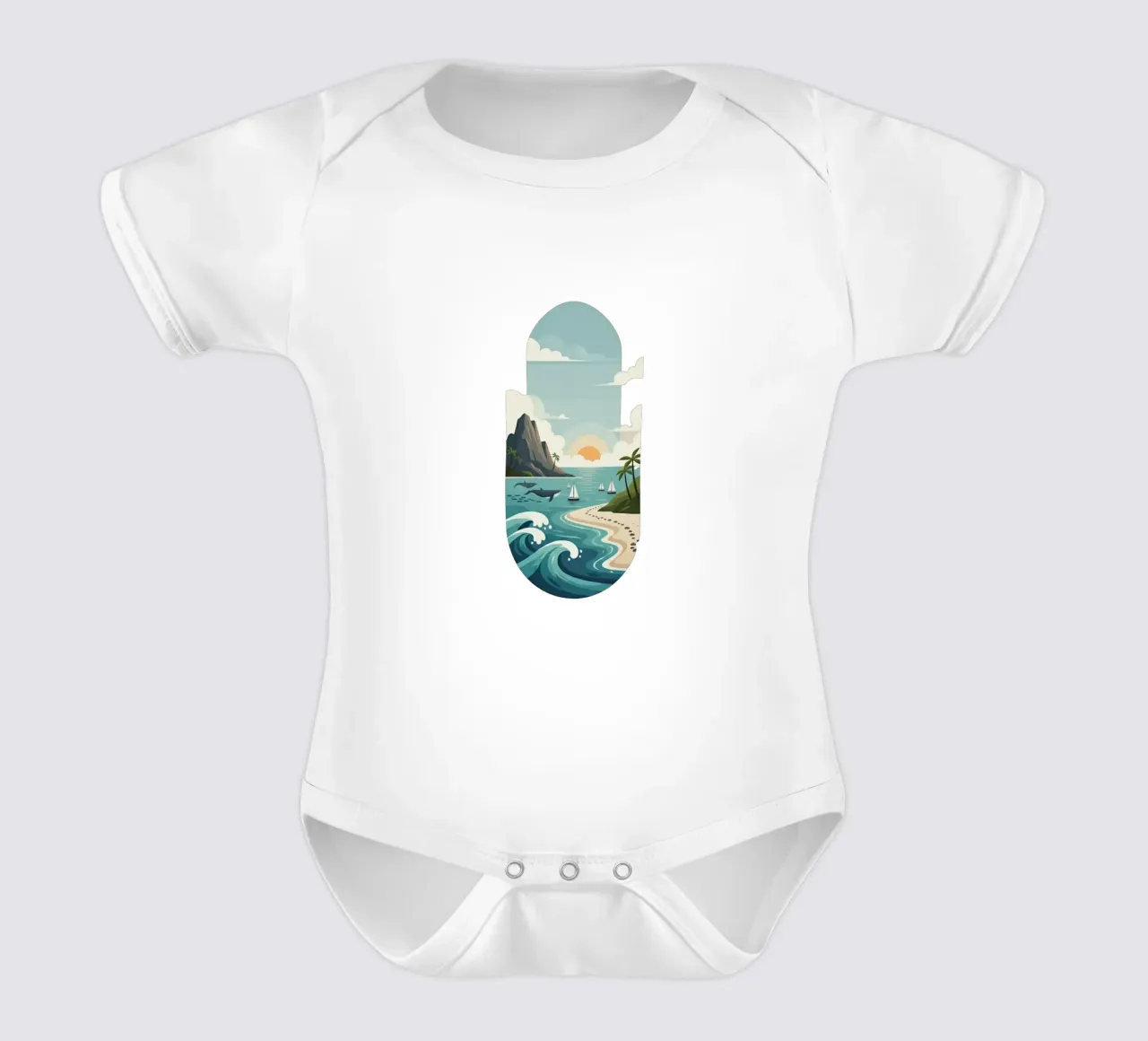 Paesaggio onirico oceanico body neonato maniche corte da Wild Colors Gallery