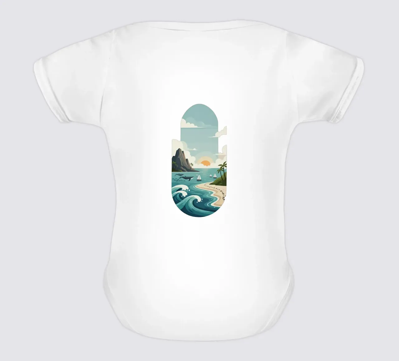 Paesaggio onirico oceanico body neonato maniche corte da Wild Colors Gallery