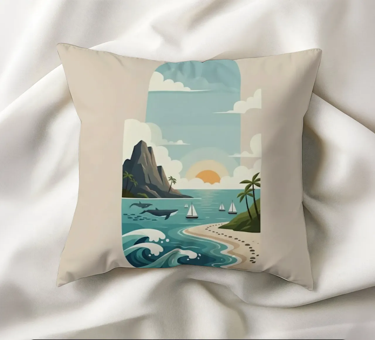 Paesaggio onirico oceanico cuscino da Wild Colors Gallery