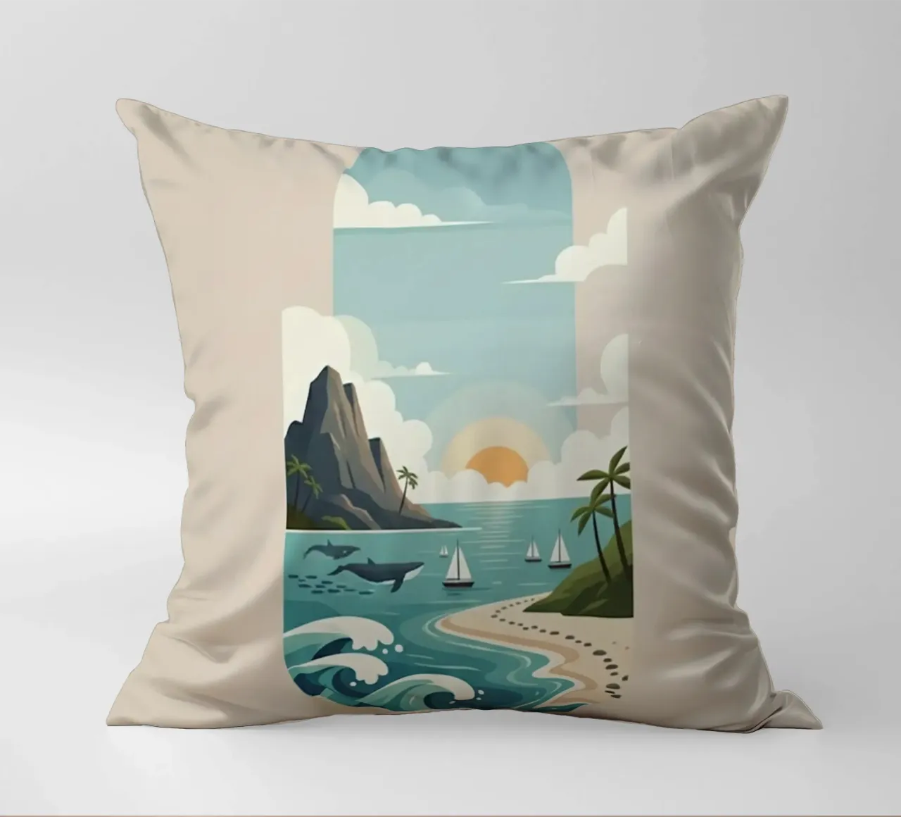 Paesaggio onirico oceanico cuscino da Wild Colors Gallery