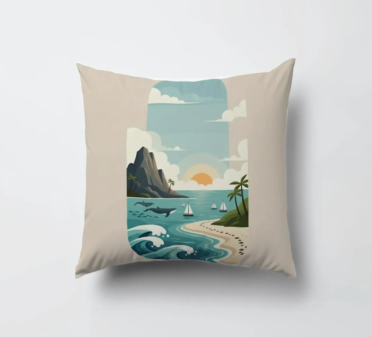 Paesaggio onirico oceanico cuscino da Wild Colors Gallery