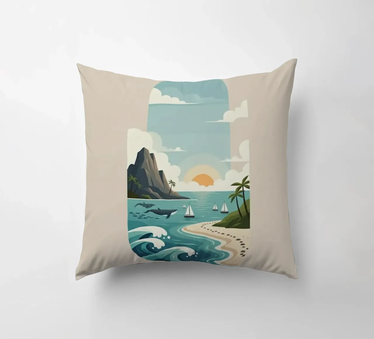 Paesaggio onirico oceanico cuscino da Wild Colors Gallery