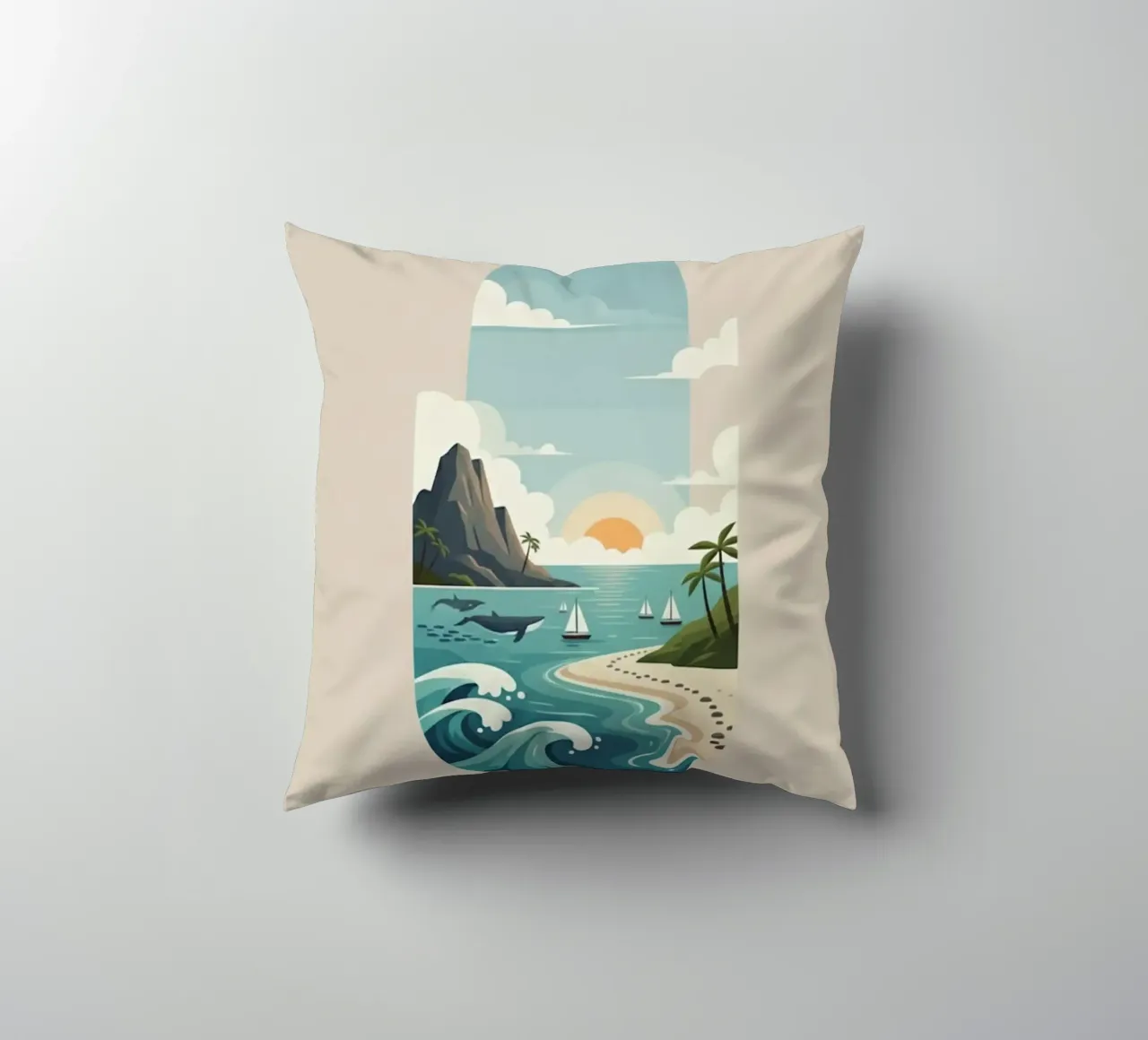 Paesaggio onirico oceanico cuscino da Wild Colors Gallery