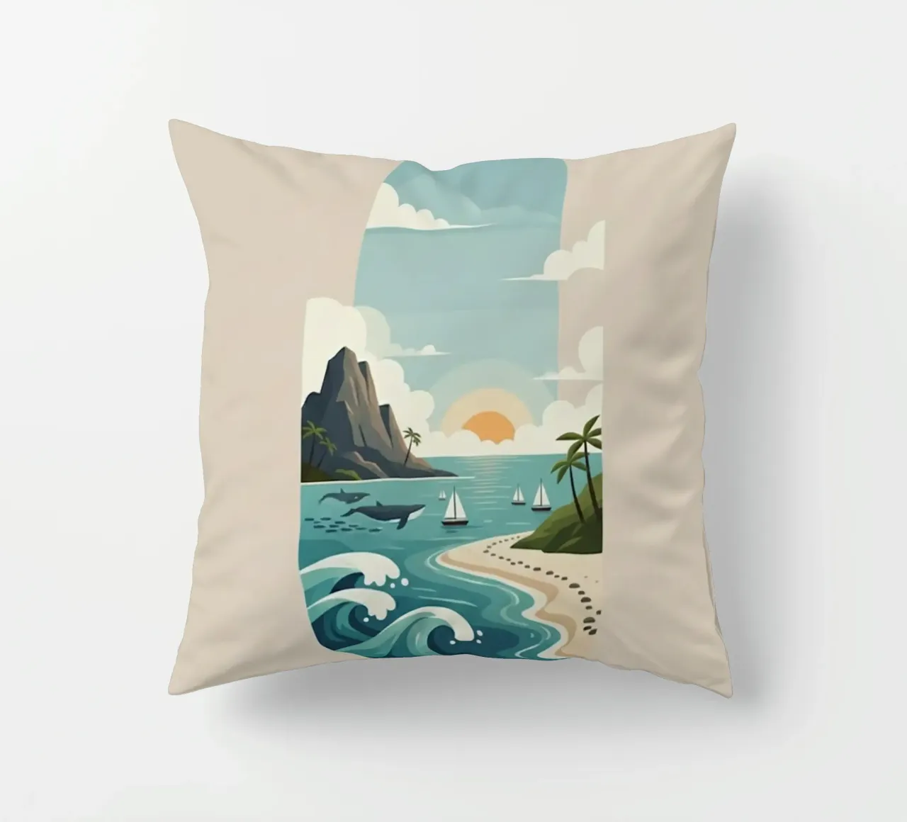 Paesaggio onirico oceanico cuscino da Wild Colors Gallery