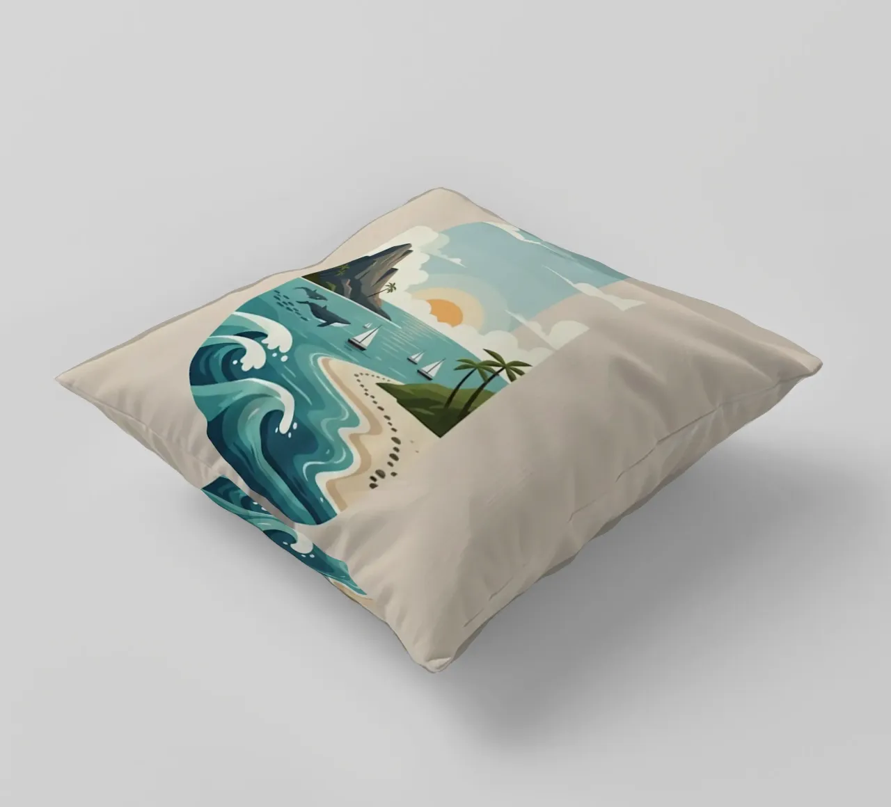Paesaggio onirico oceanico cuscino da Wild Colors Gallery
