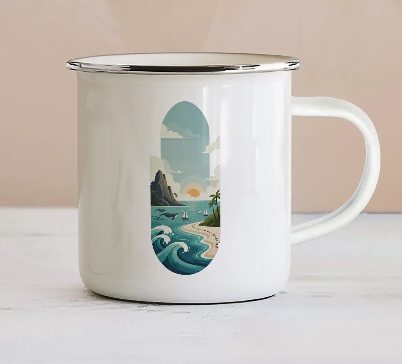 Paesaggio onirico oceanico tazza in smalto da Wild Colors Gallery