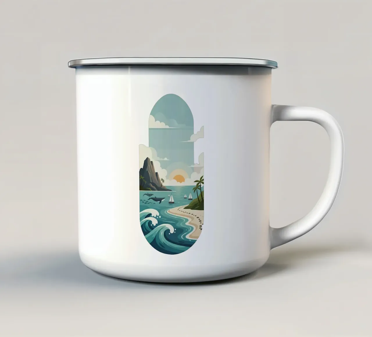 Paesaggio onirico oceanico tazza in smalto da Wild Colors Gallery