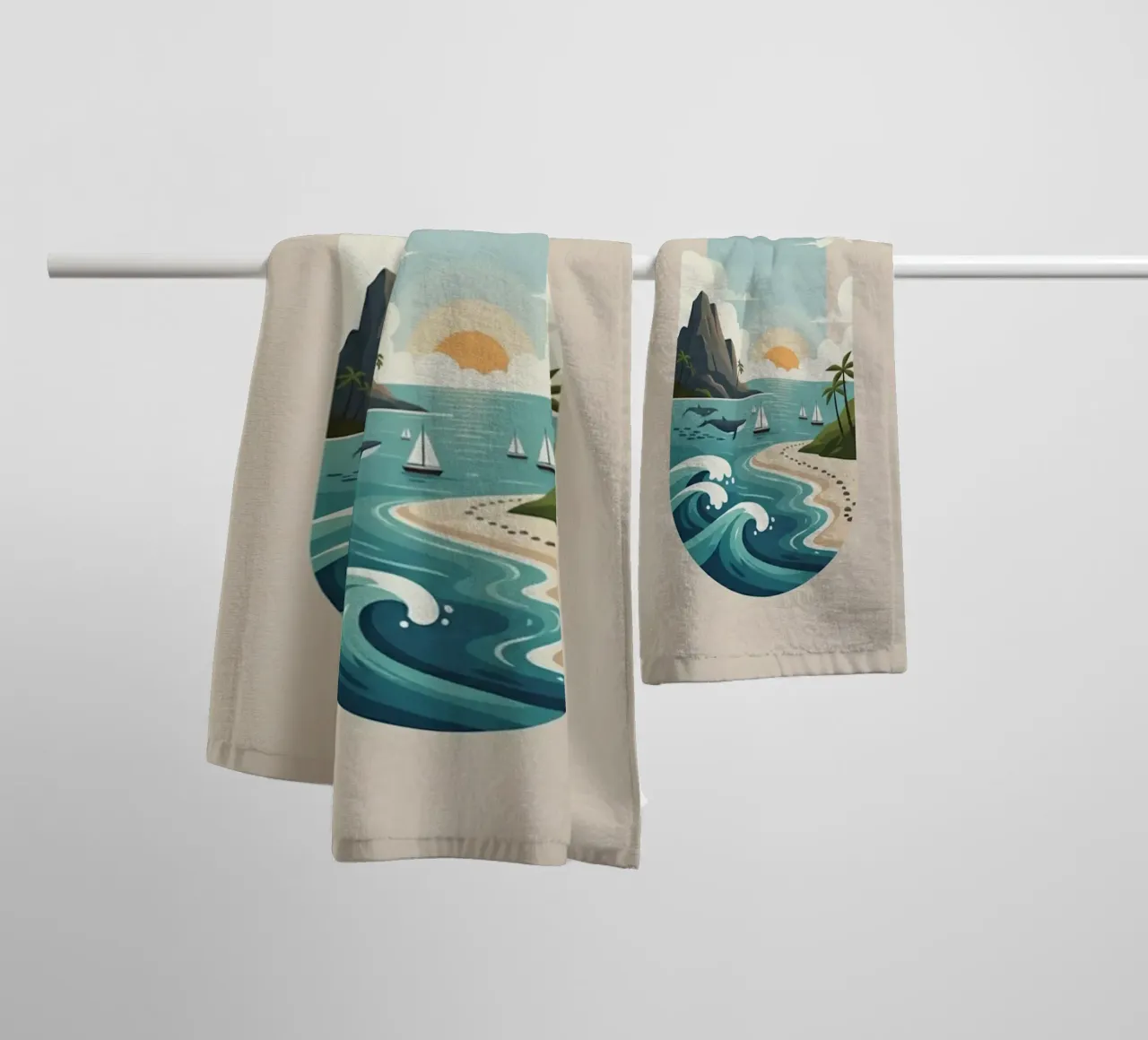 Paesaggio onirico oceanico asciugamano da bagno da Wild Colors Gallery