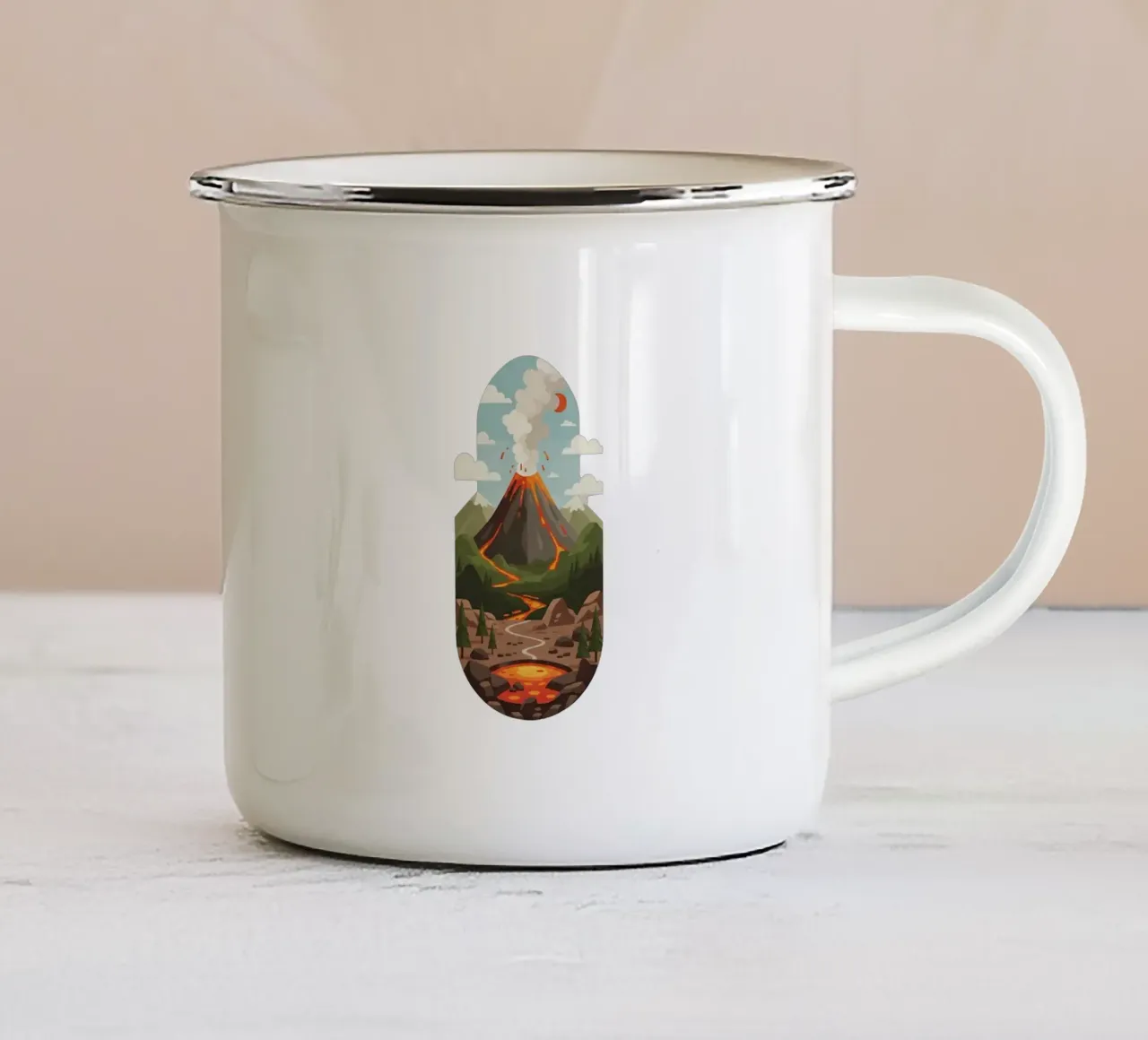 Serenità vulcanica tazza in smalto da Wild Colors Gallery