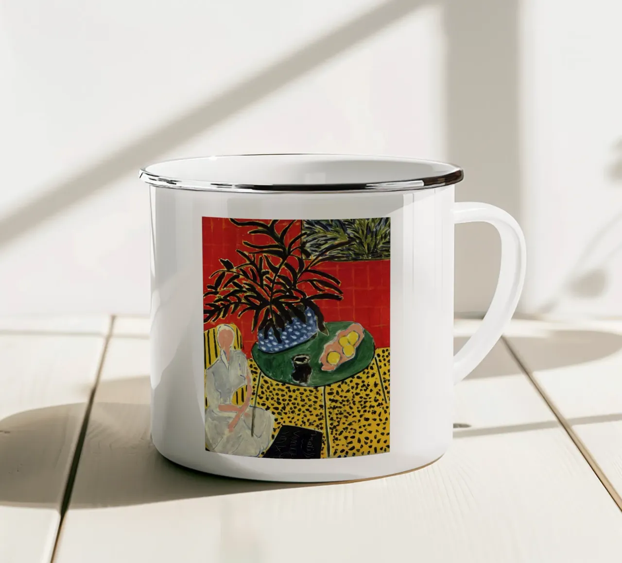 Interno con felce nera Henri Matisse tazza in smalto da Aesthetic Muse