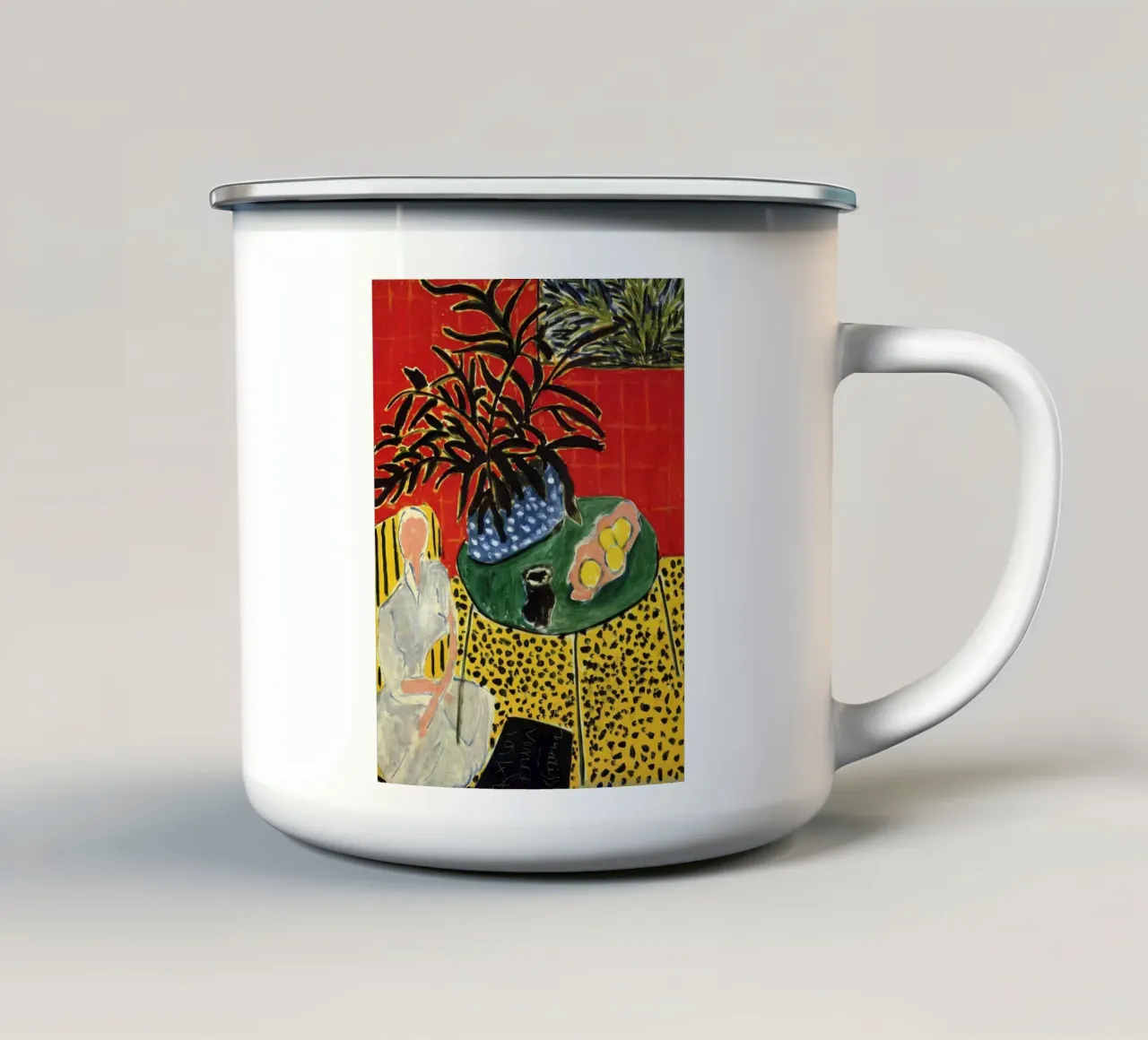 Interno con felce nera Henri Matisse tazza in smalto da Aesthetic Muse