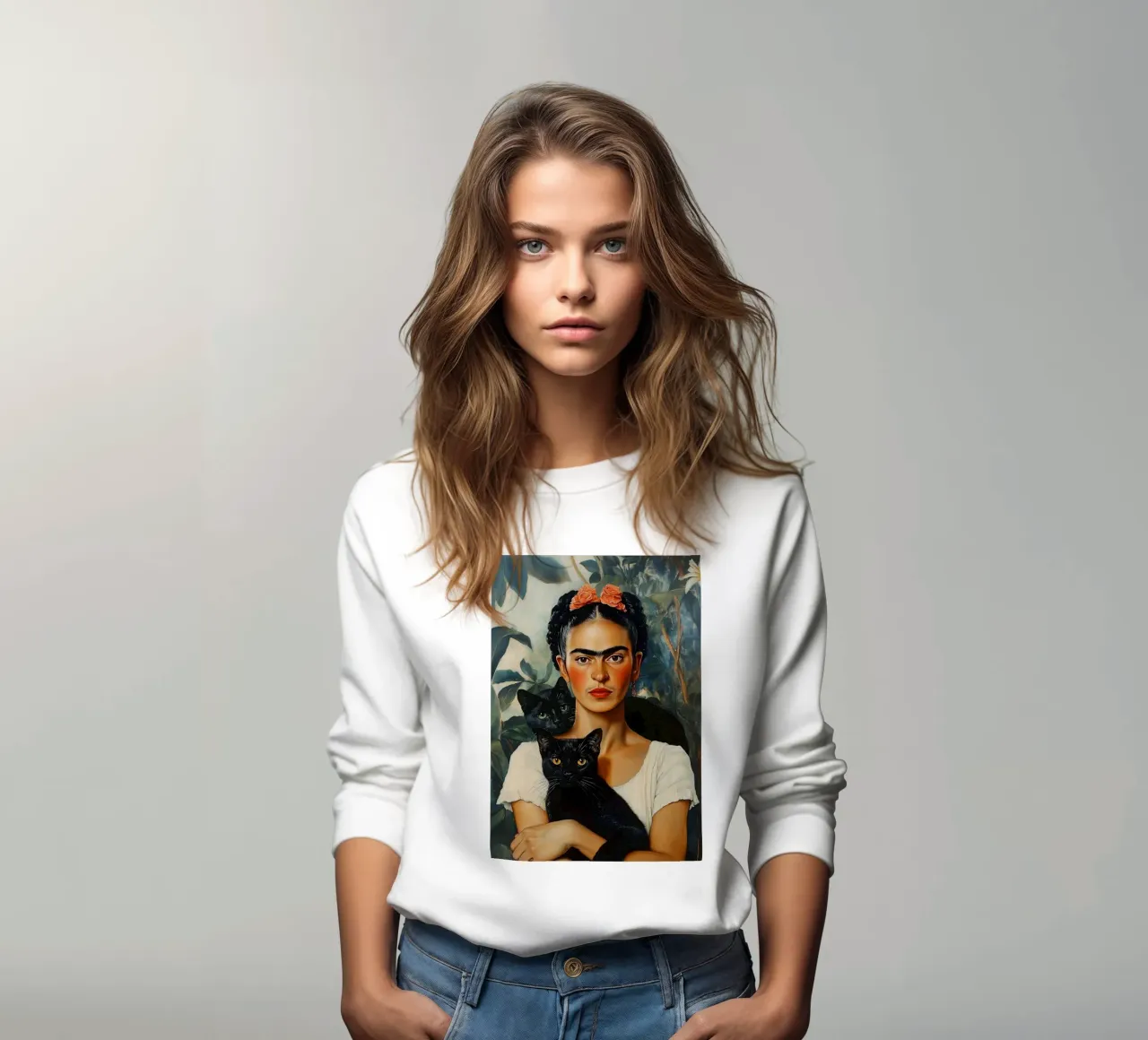 Frida and cats sweatshirt van Dikhotomy