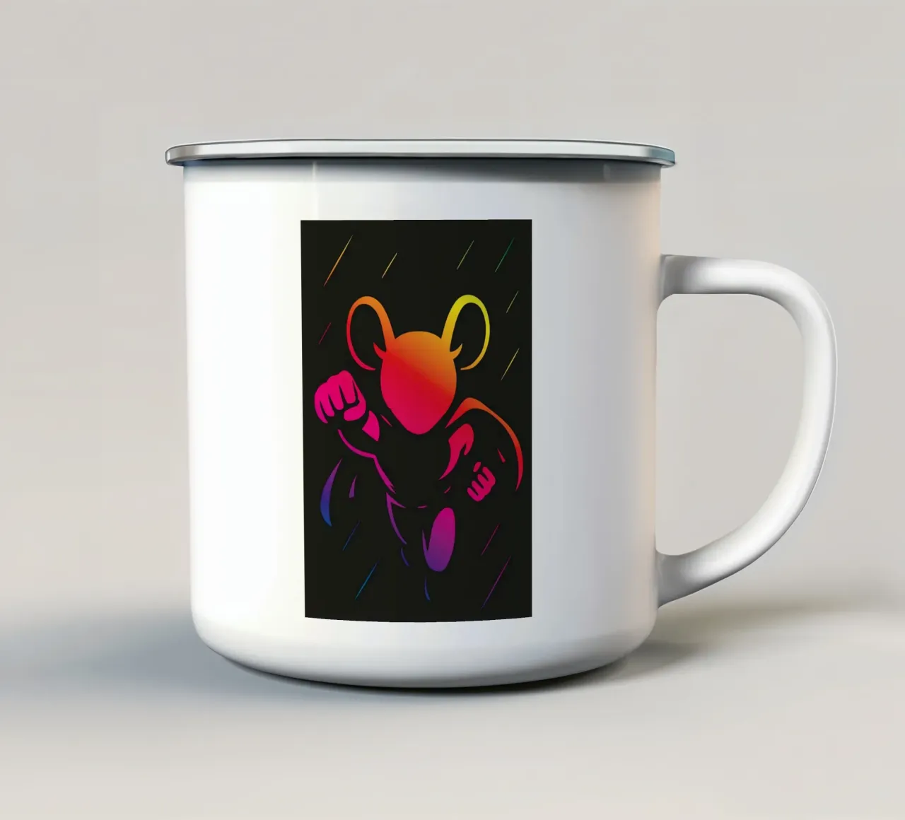 Supereroe Mouse Neon Colore Gradiente Eroe Cartoon tazza in smalto da nanosh