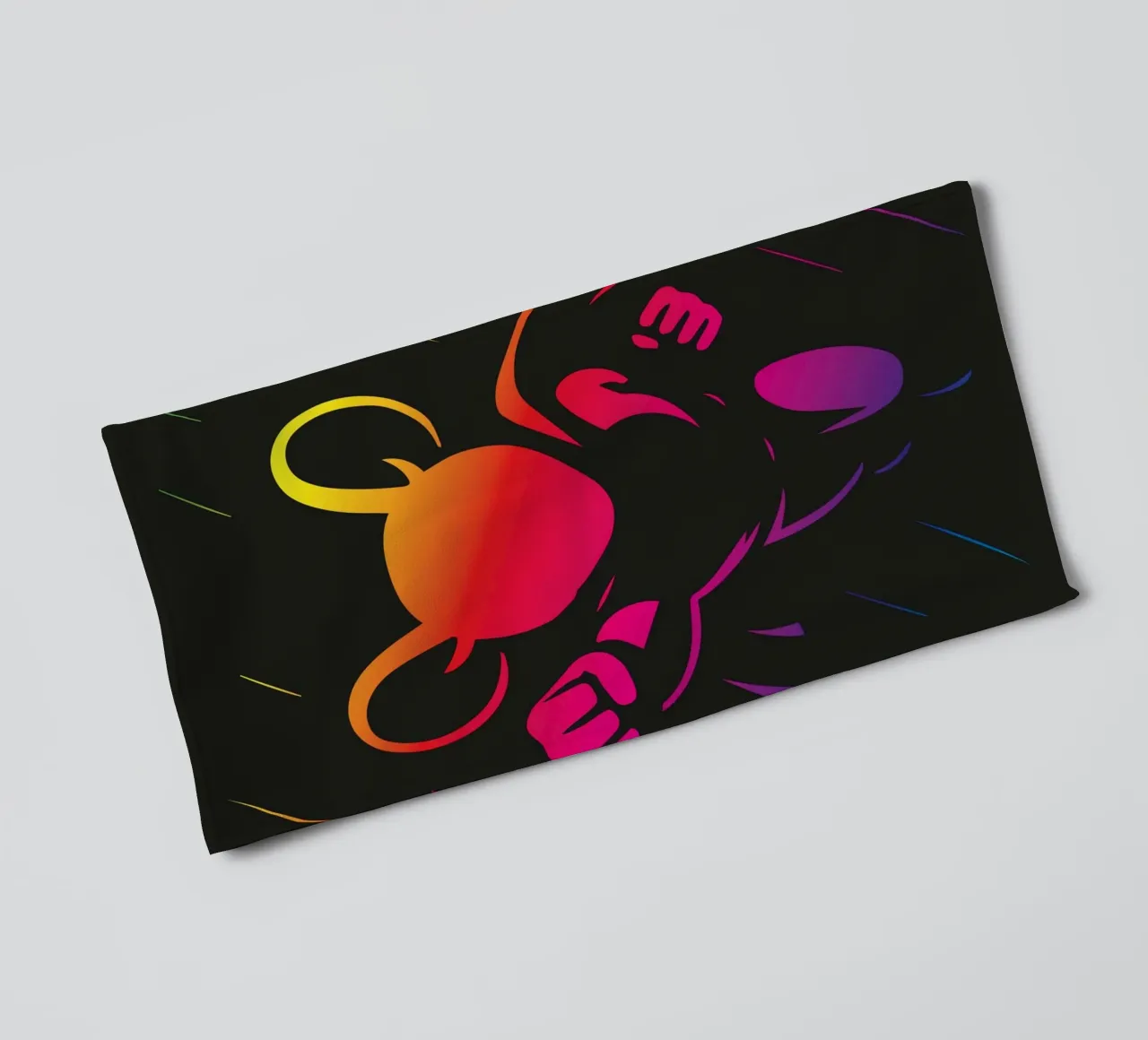 Supereroe Mouse Neon Colore Gradiente Eroe Cartoon asciugamano da bagno da nanosh