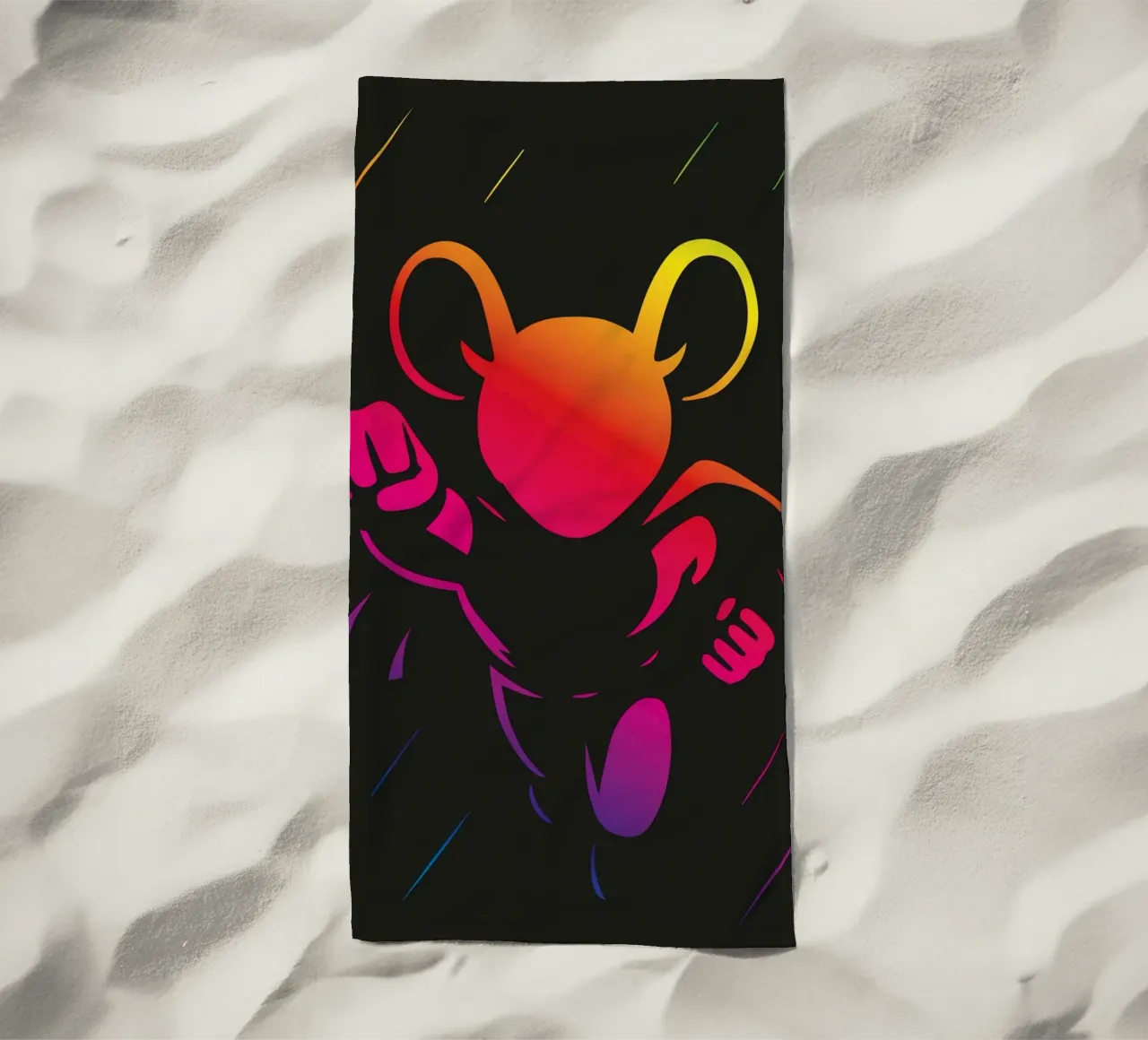 Supereroe Mouse Neon Colore Gradiente Eroe Cartoon telo mare da nanosh