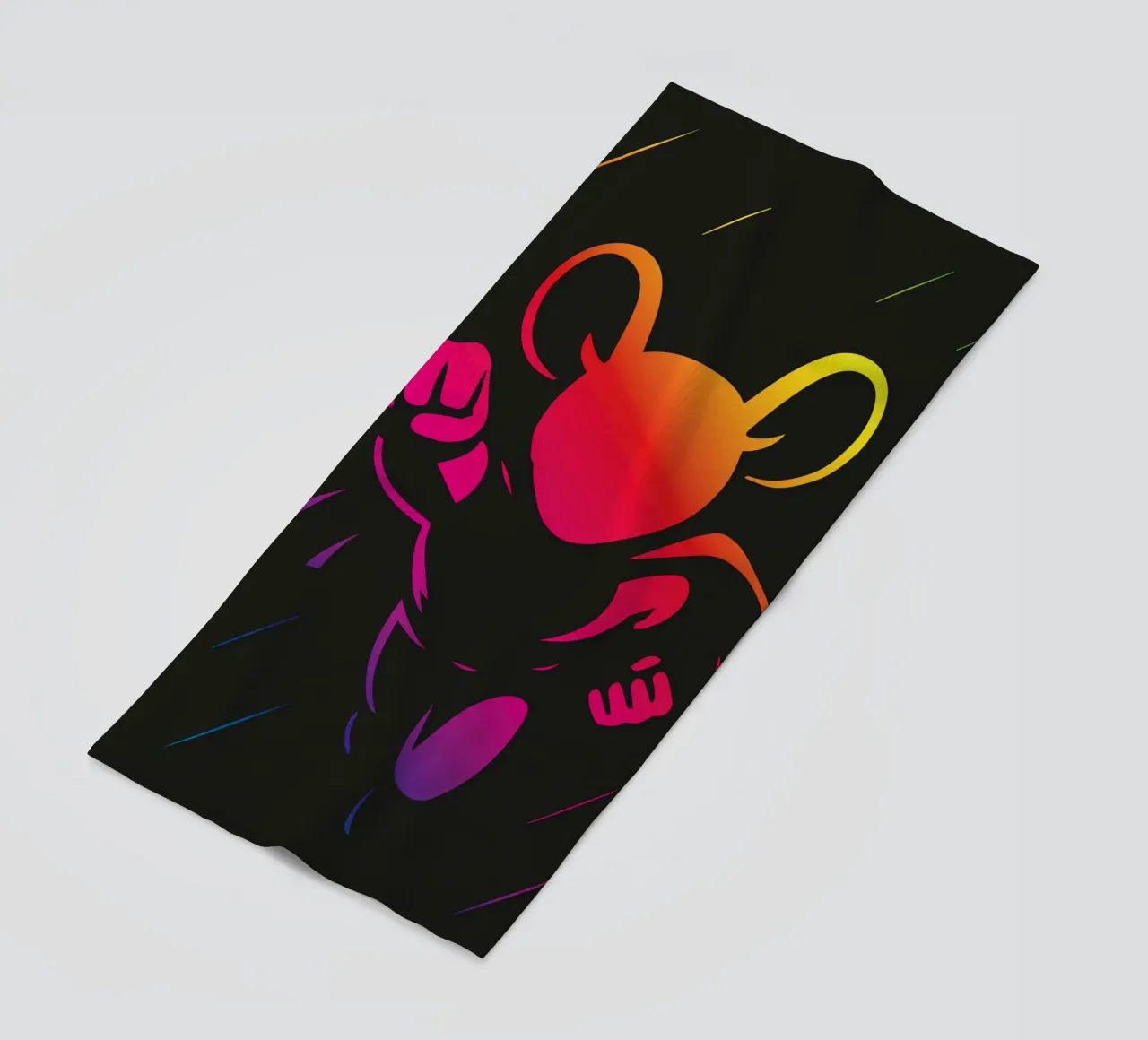 Supereroe Mouse Neon Colore Gradiente Eroe Cartoon telo mare da nanosh