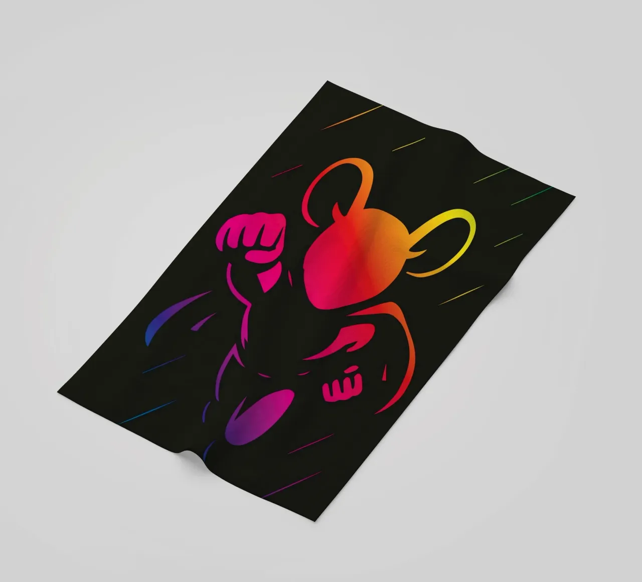 Supereroe Mouse Neon Colore Gradiente Eroe Cartoon telo mare da nanosh