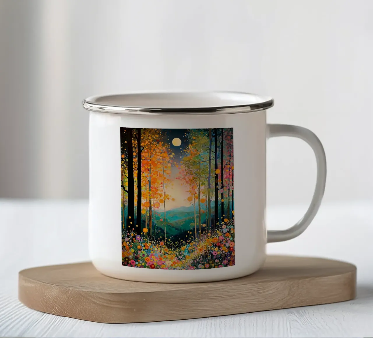 Forest flowers E, style Klimt tazza in smalto da MATEOart