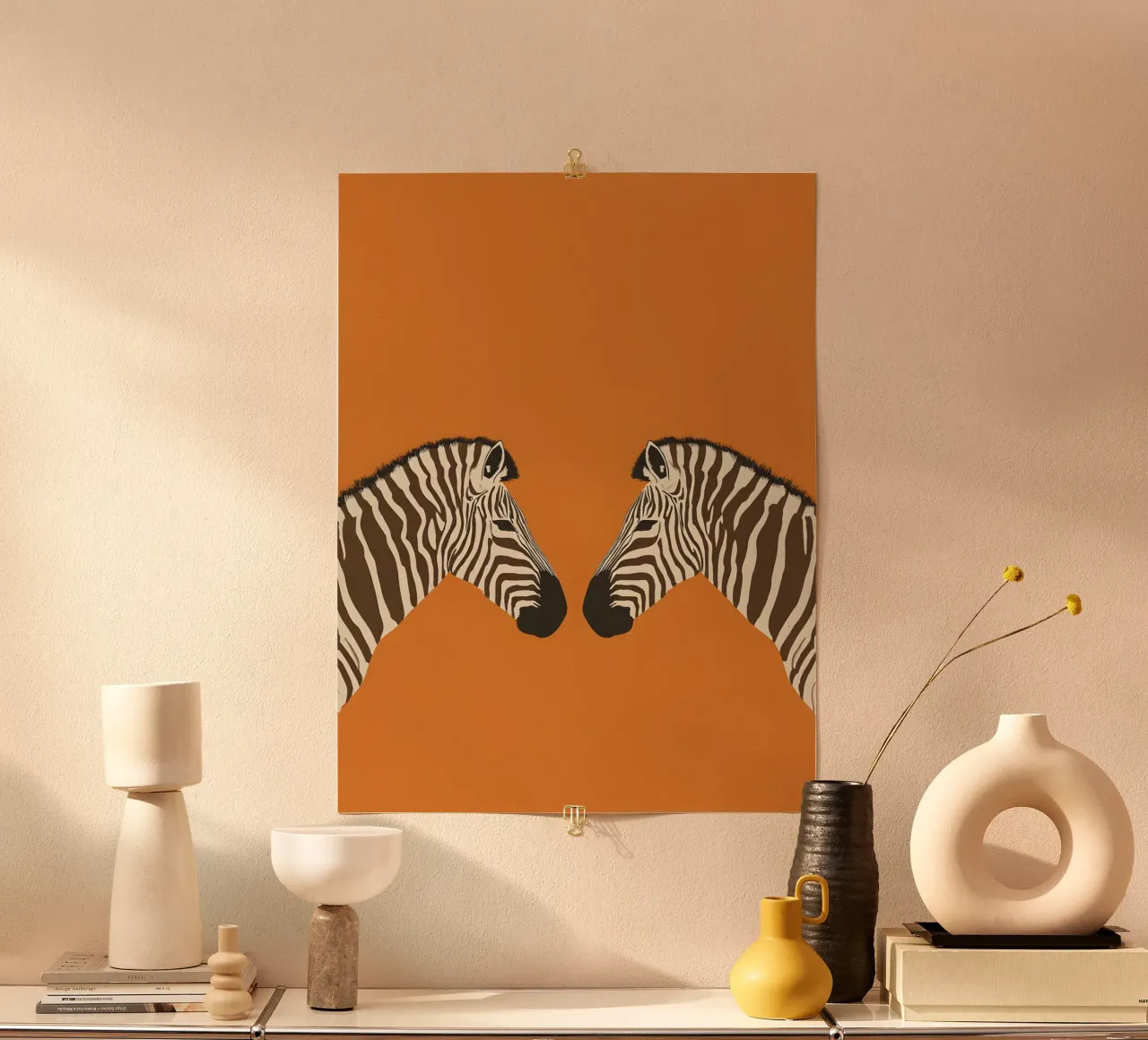 Zebra Duo – Minimal Safari Pop carta hahnemühle da Boho House