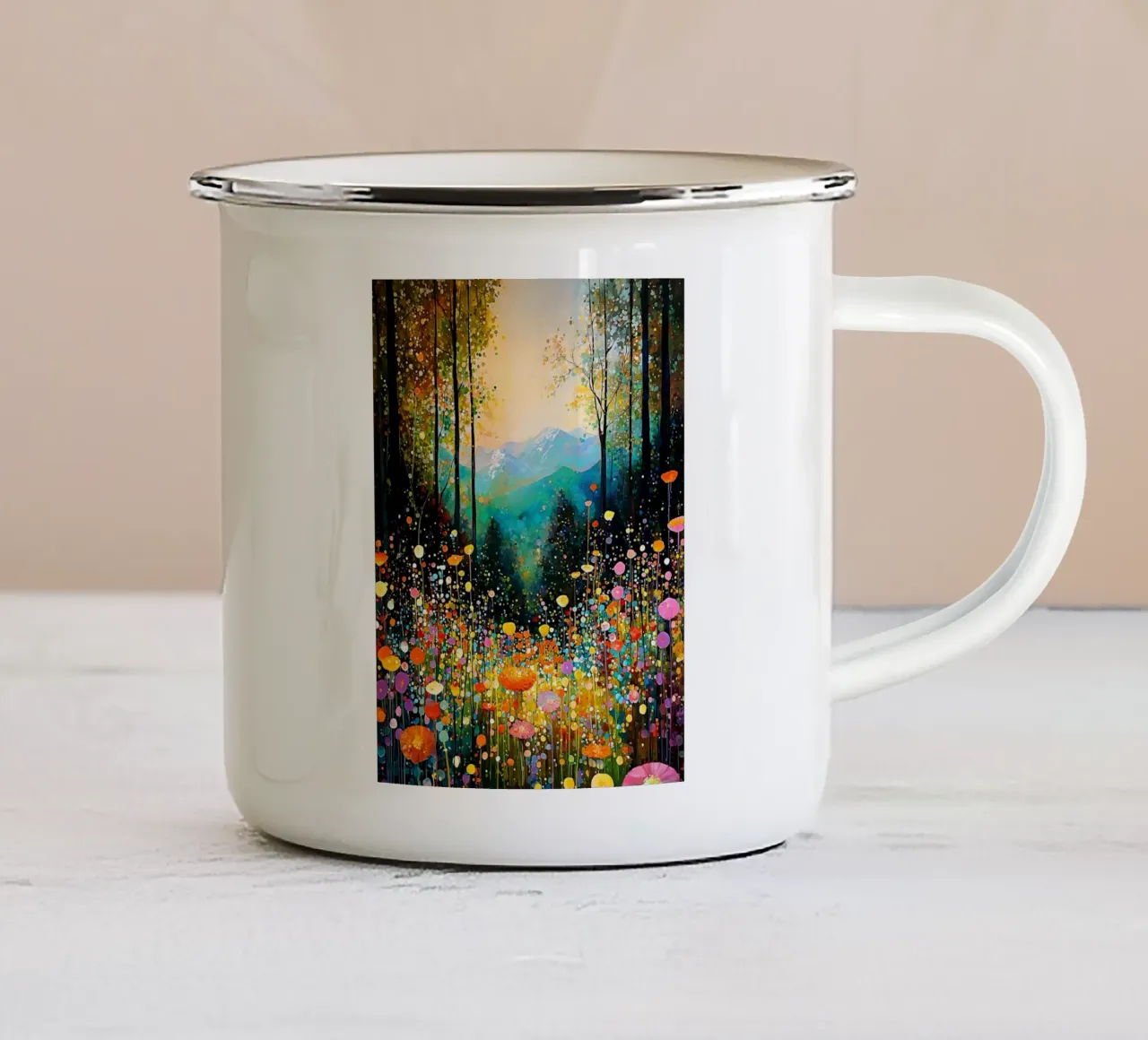 Forest flowers G, style Klimt tazza in smalto da MATEOart