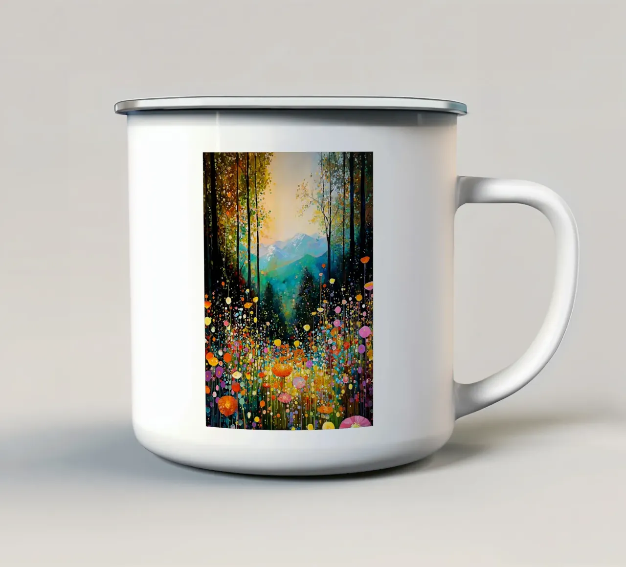 Forest flowers G, style Klimt tazza in smalto da MATEOart