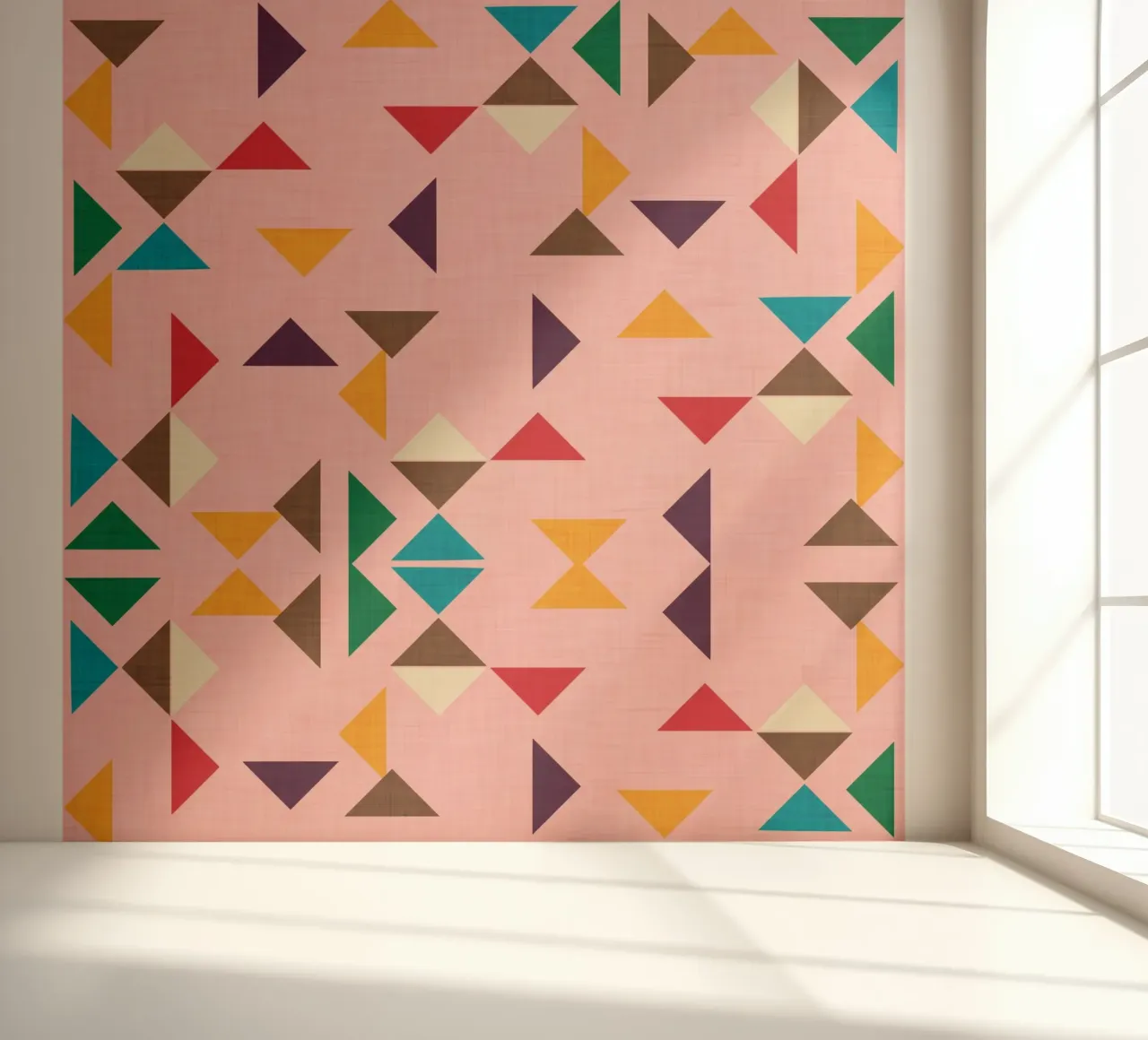 Kilim Triangle Pattern Pink - Mid Century Modern photo wallpaper by susanacosta