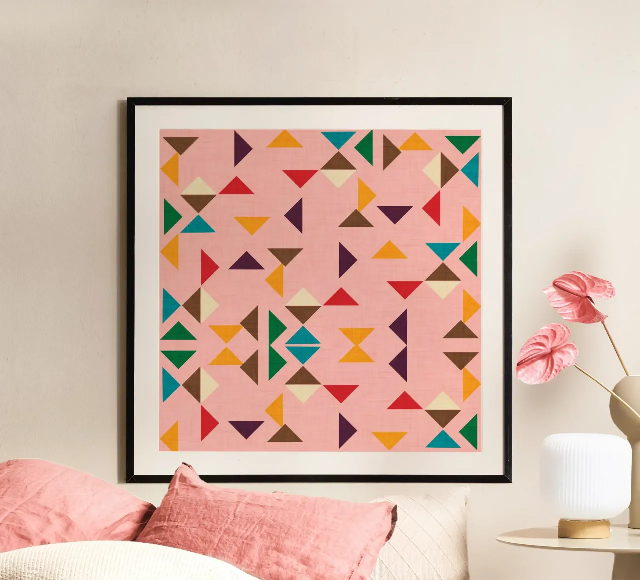 Kilim Triangle Pattern Pink - Mid Century Modern hahnemühle by susanacosta
