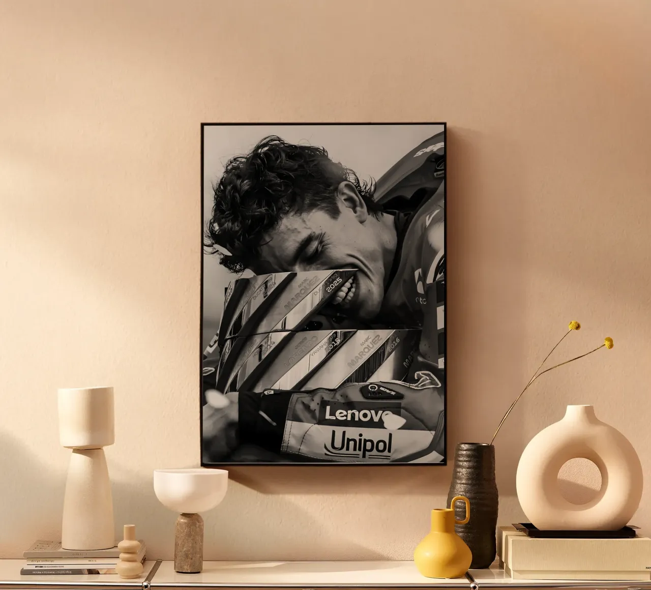 Marc Márquez plexiglass da Black White Poster