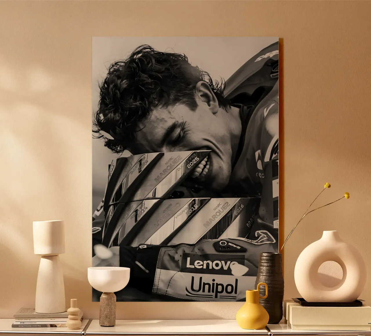 Marc Márquez plexiglass da Black White Poster