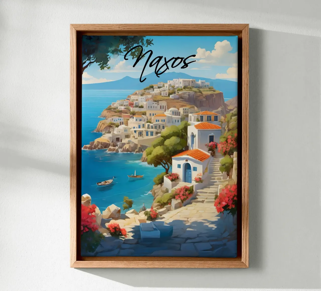 Scena dell'isola greca di Naxos tela con Cornice a cassetta da Charnwood Prints