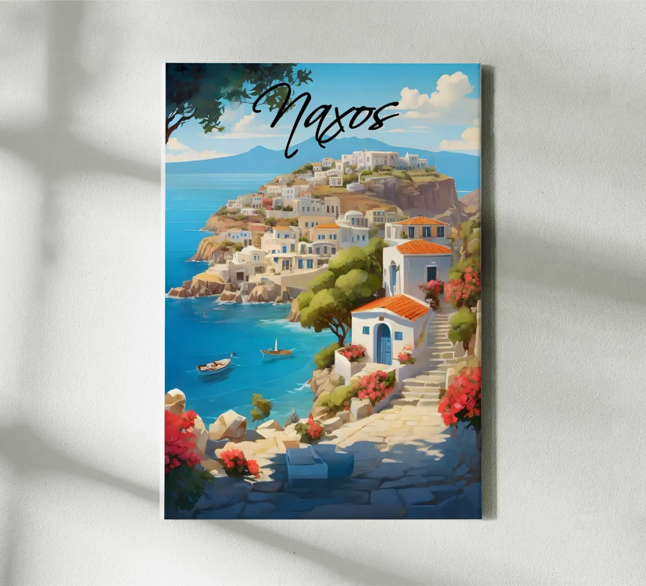Scena dell'isola greca di Naxos tela con Cornice a cassetta da Charnwood Prints