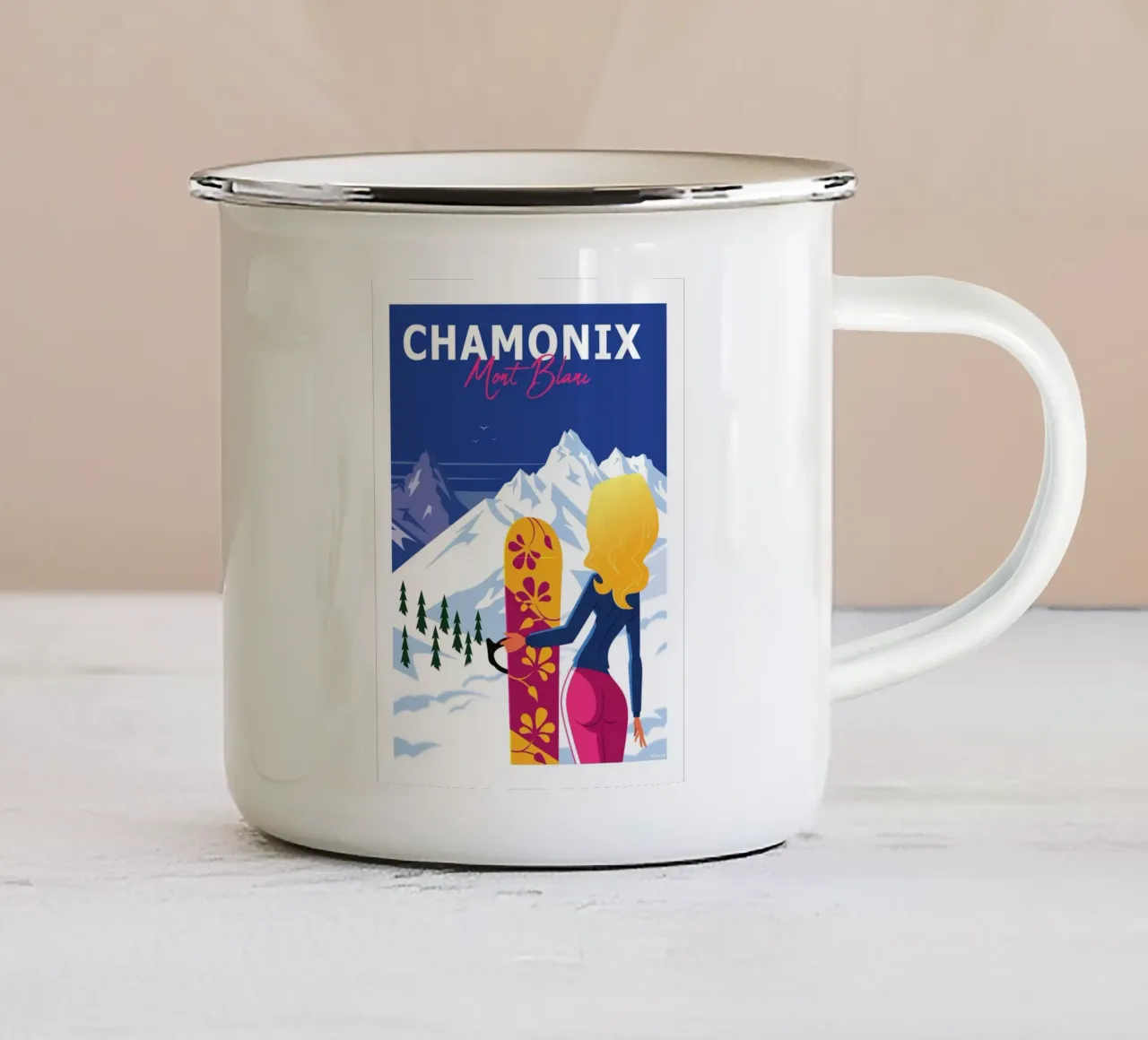 Snowboard Chamonix tazza in smalto da Raphaël Delerue