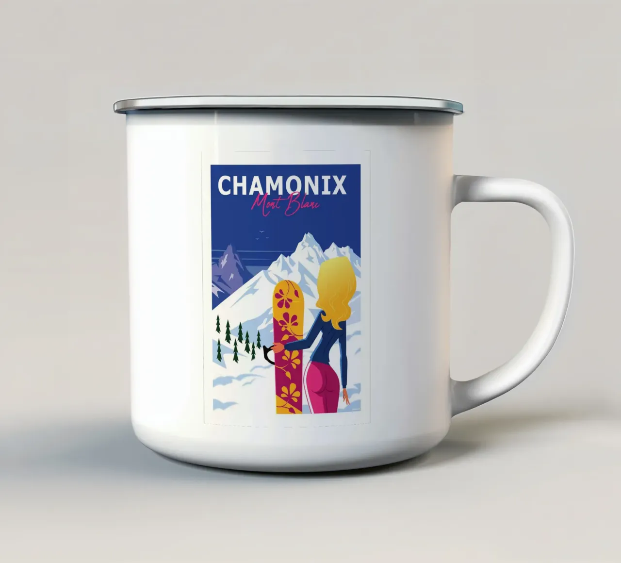 Snowboard Chamonix tazza in smalto da Raphaël Delerue