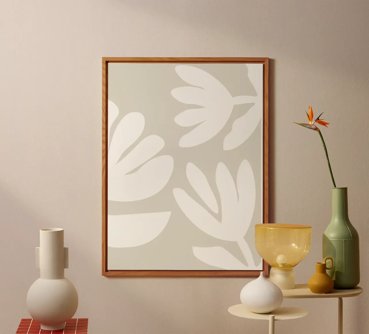 Fleurs Blanc sur Beige Scandinave alu dibond de Alisa Knöß