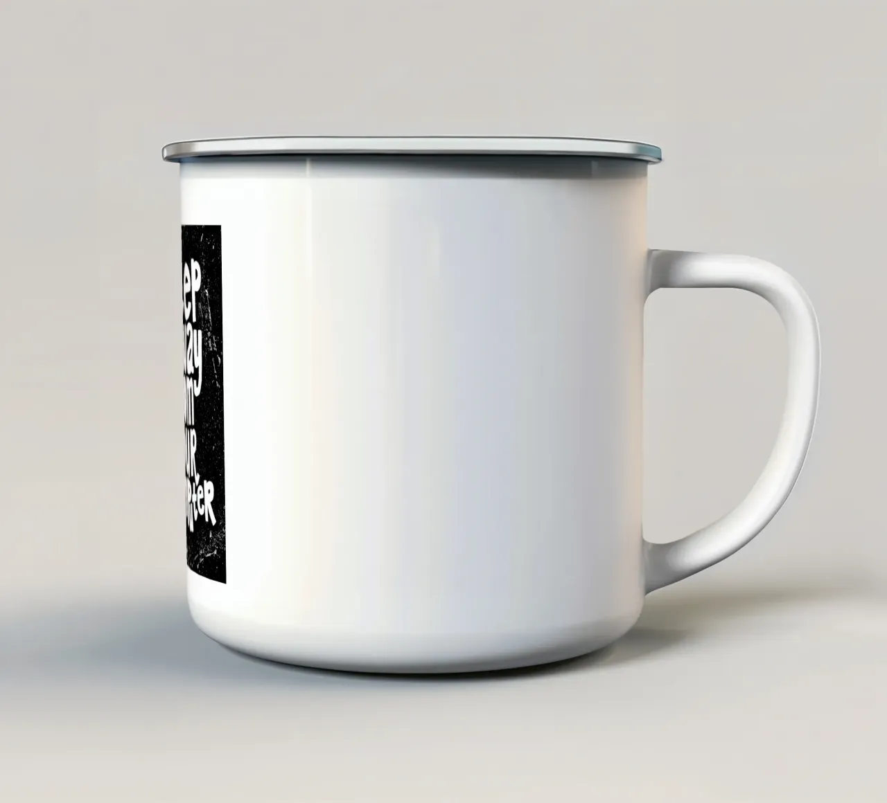 Citazione offline lettere bianche e nere tazza in smalto da HelloHappylife Illustrations