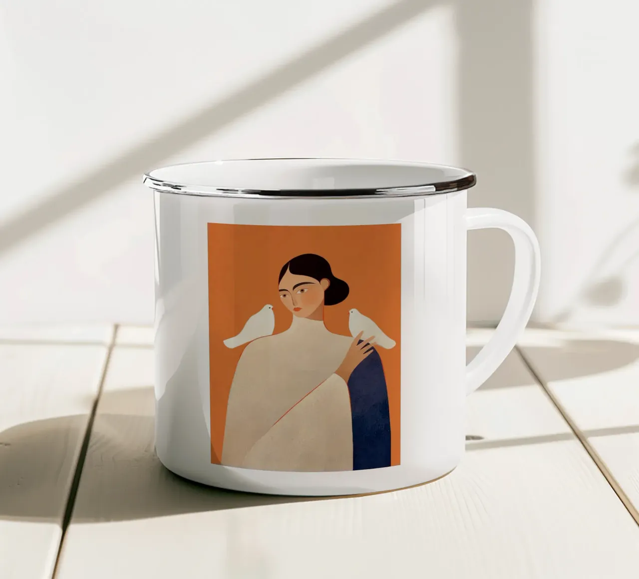 White Doves tazza in smalto da Solenne West