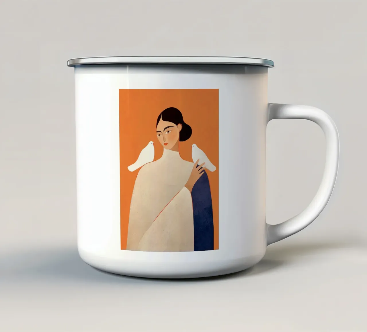 White Doves tazza in smalto da Solenne West