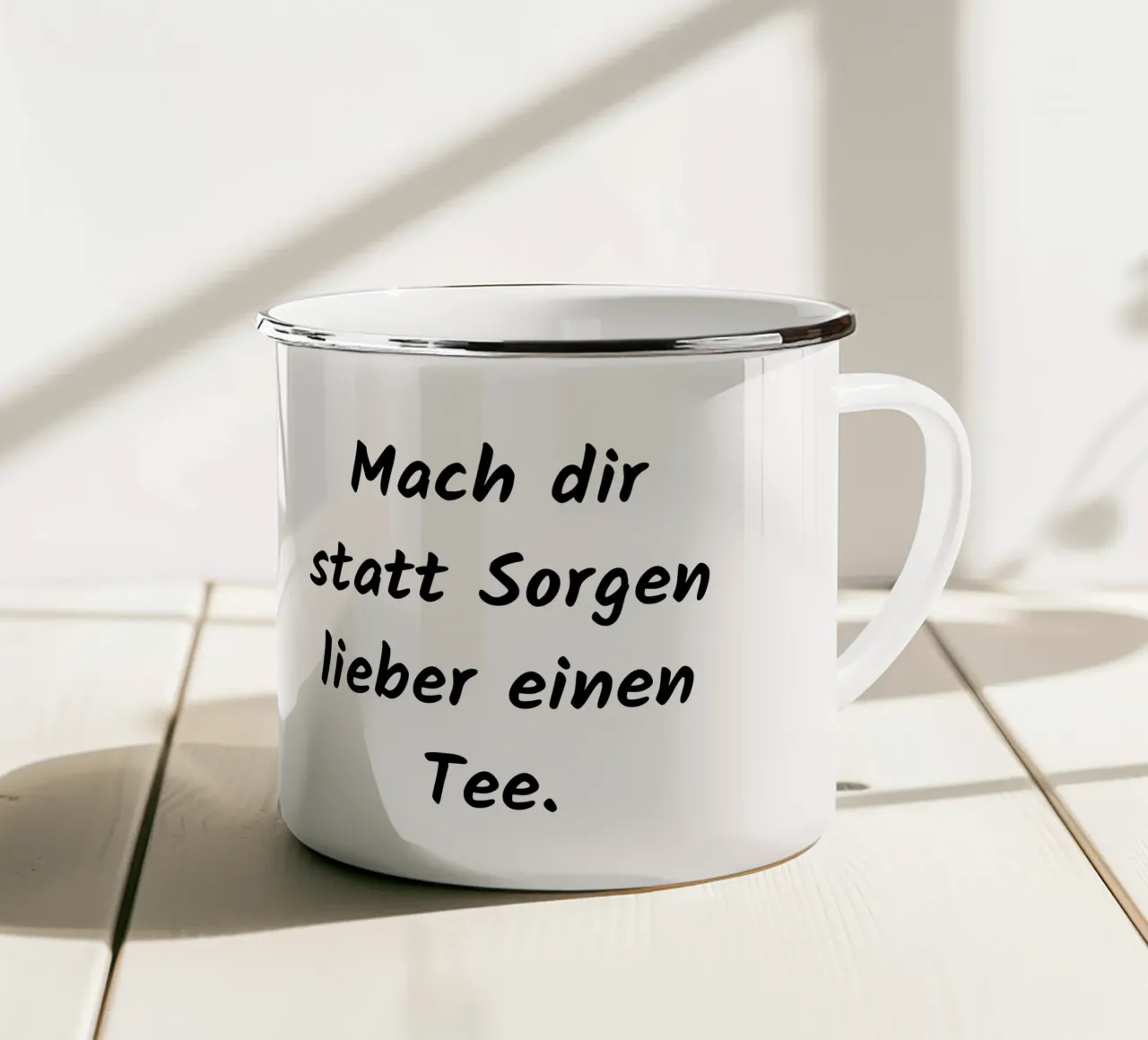 Invece di preoccuparsi, preparatevi una tazza di tè. tazza in smalto da RB-Quotes