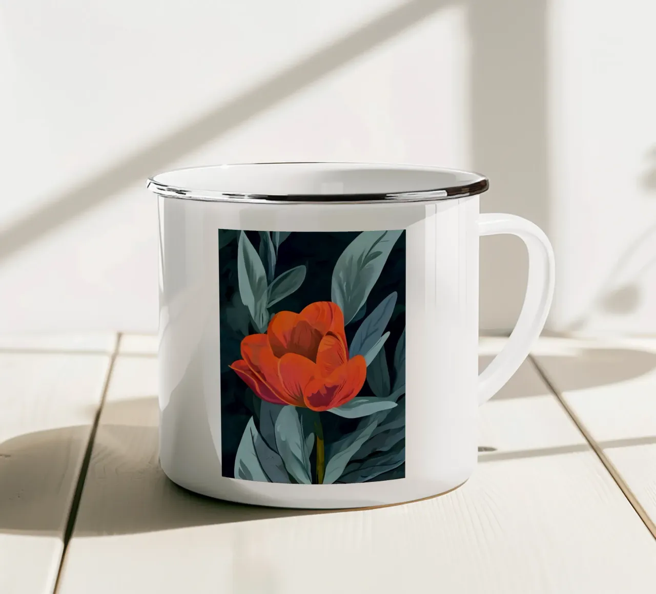 Tulipano rosso vibrante tazza in smalto da Artistic-shop