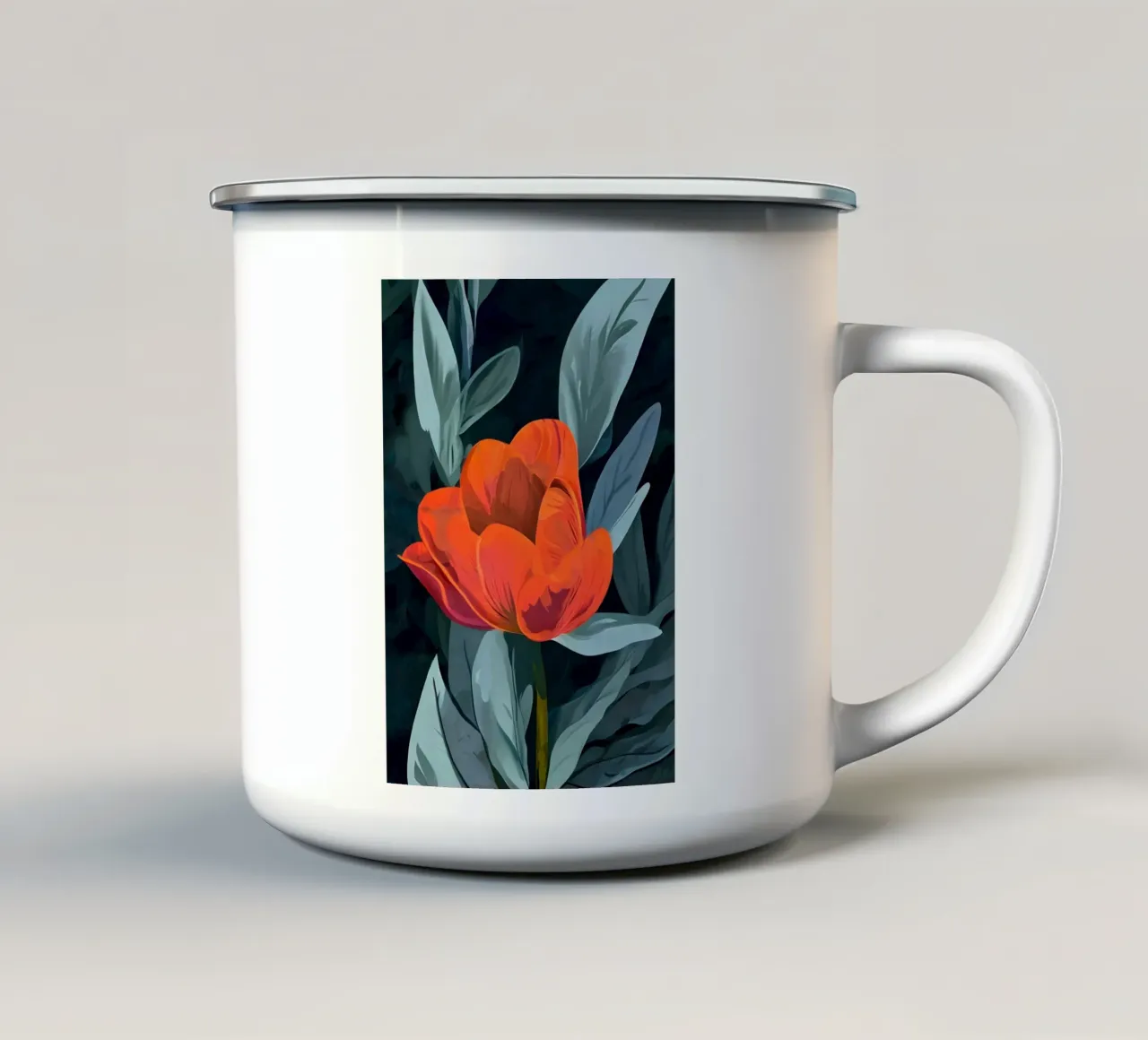 Tulipano rosso vibrante tazza in smalto da Artistic-shop