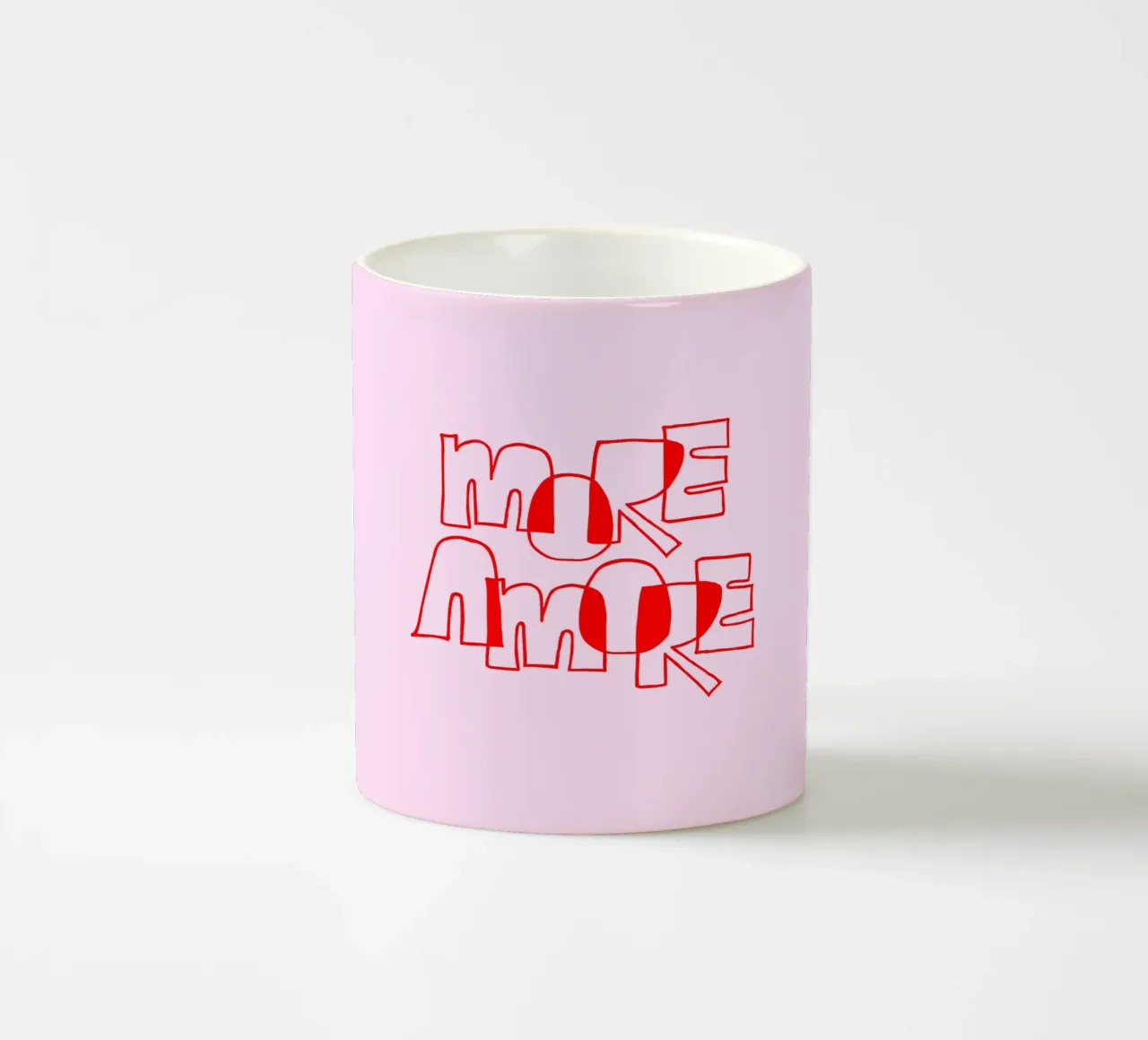 More Amore Typography Outline Design tazza in ceramica da Blisstype