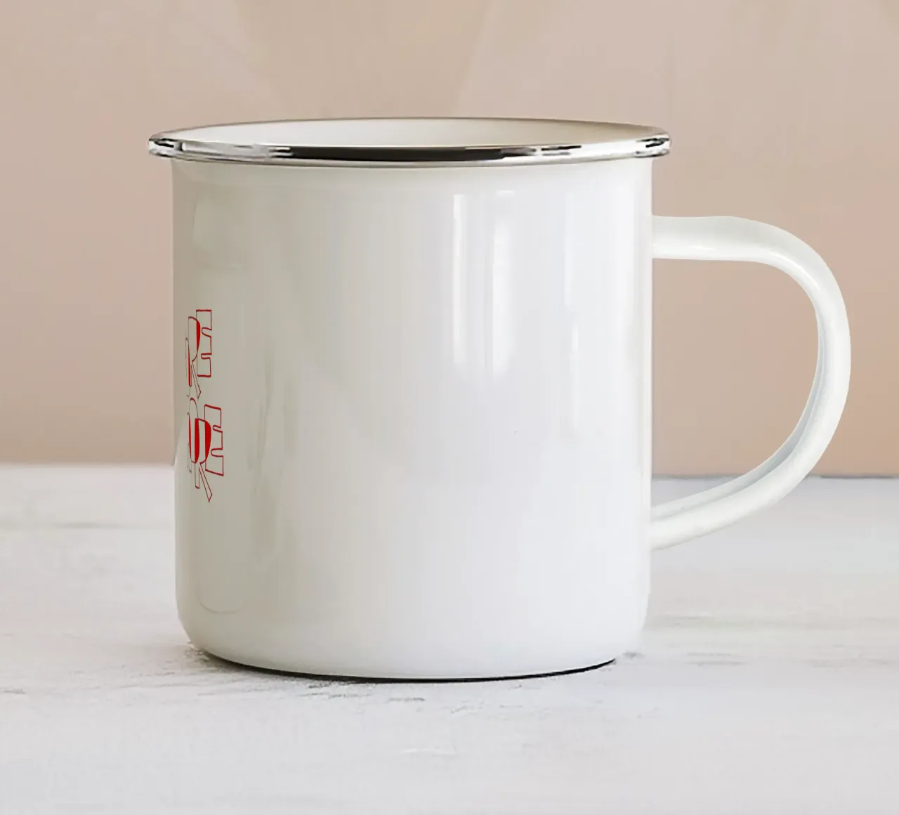 More Amore Typography Outline Design tazza in smalto da Blisstype