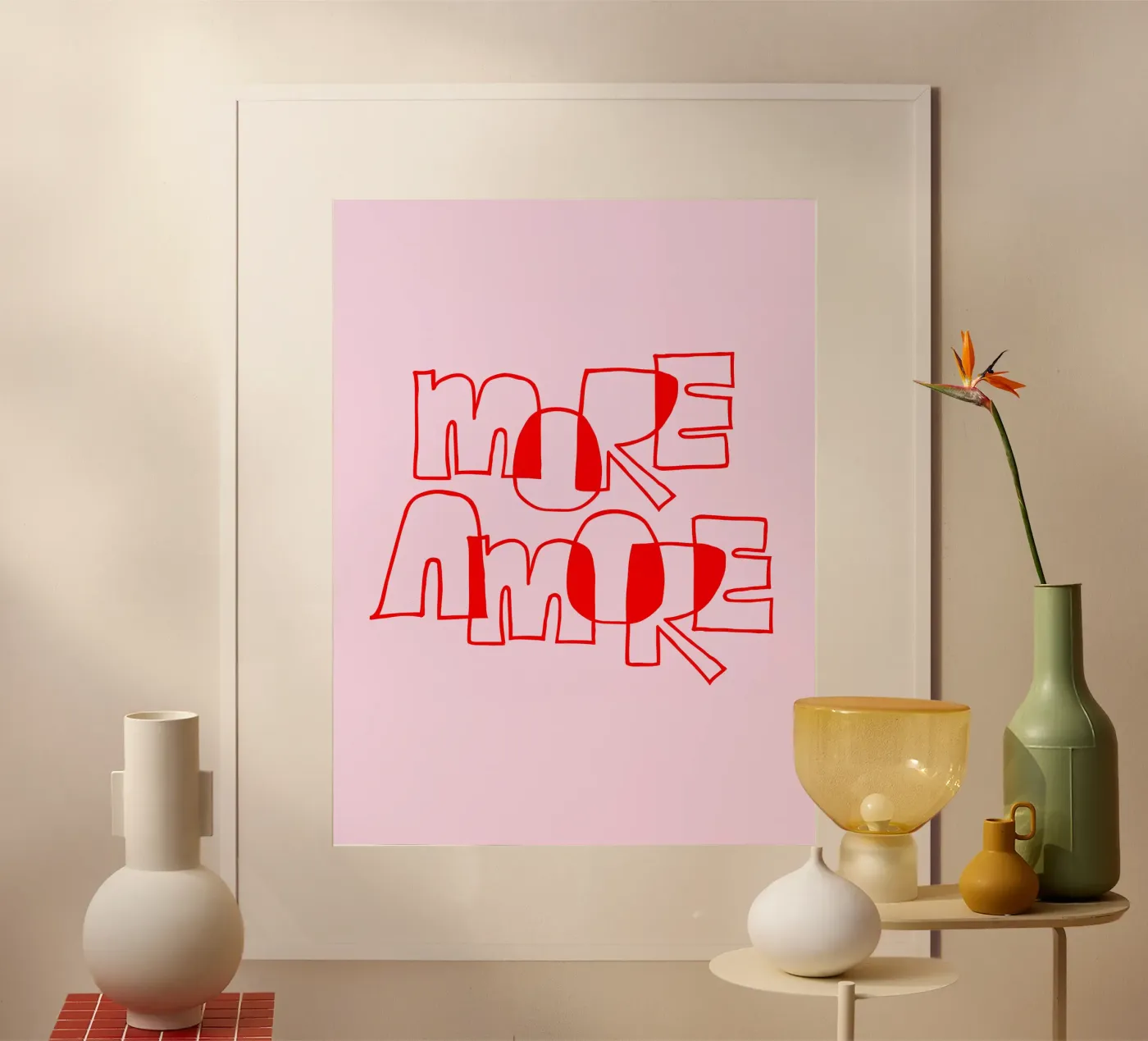More Amore Typography Outline Design poster by Blisstype