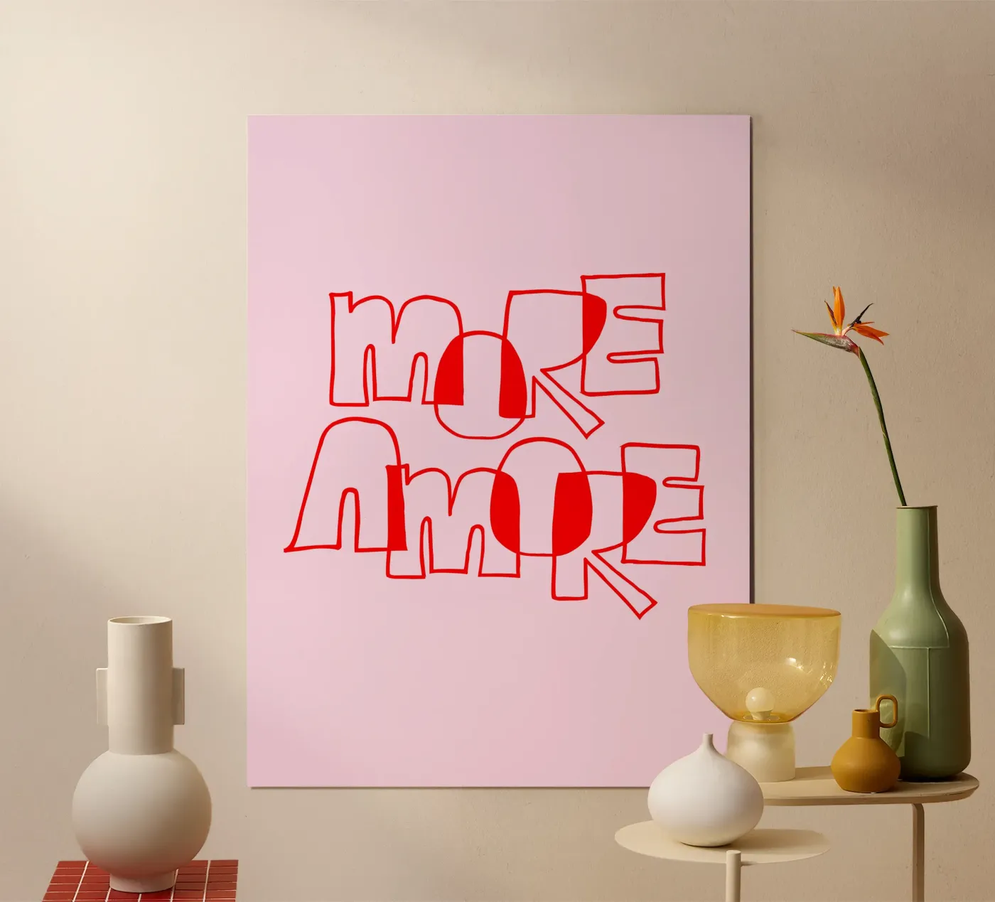 More Amore Typography Outline Design poster by Blisstype