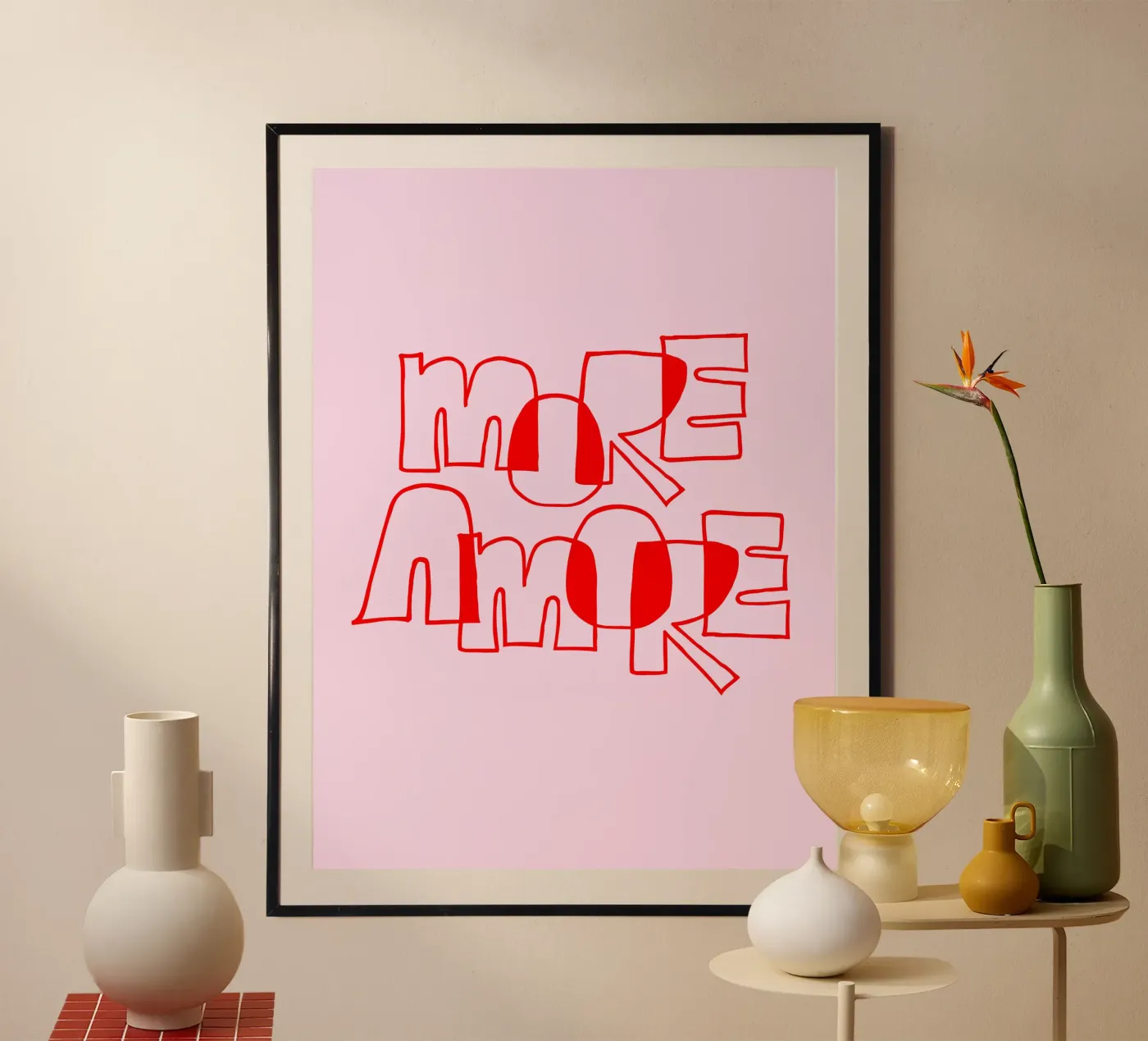 More Amore Typography Outline Design poster by Blisstype