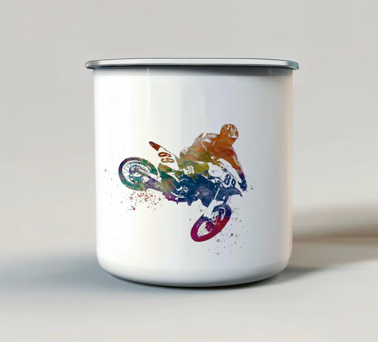 Motocross in un acquerello tazza in smalto da ⚽ Sports Pulse