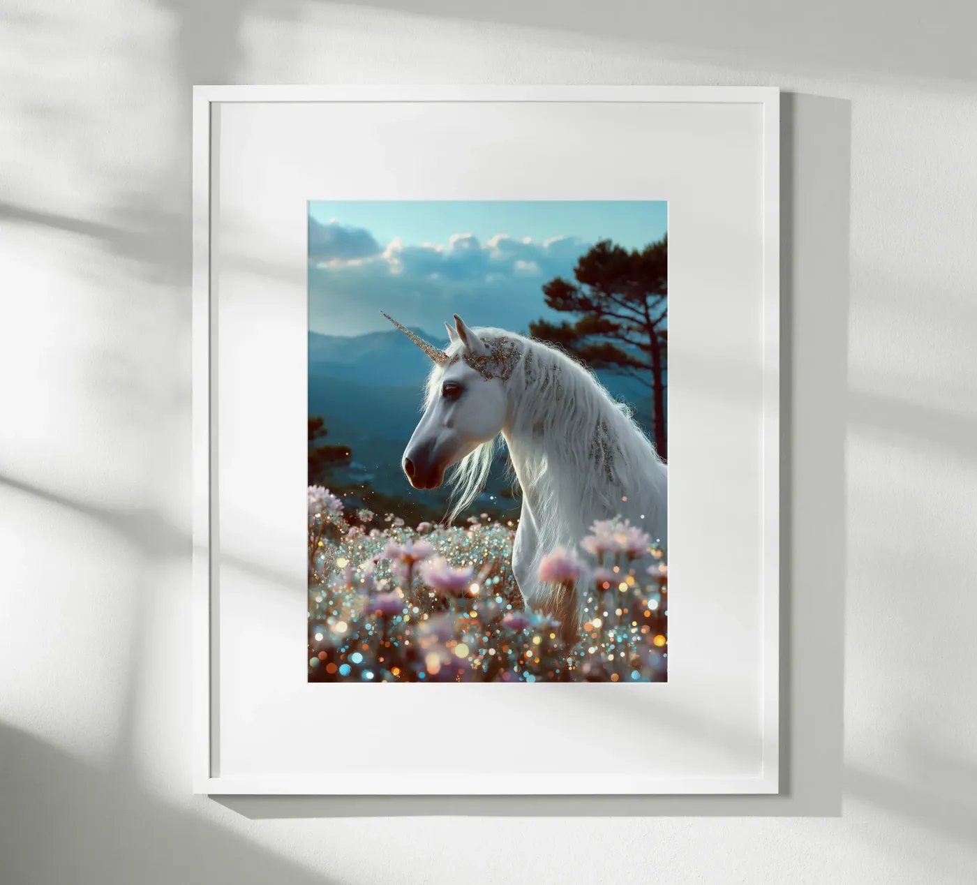 Unicorn on a Diamond Flower Meadow poster da My Tiny Home